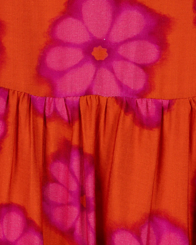 LILOU ORANGE/HOT PINK FLORAL COLLAR DRESS - Image 2