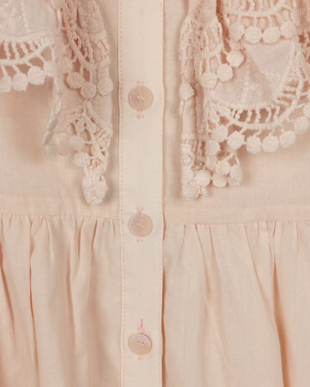 LILOU PALE PINK LACE RUFFLE TRIM DRESS - Image 2