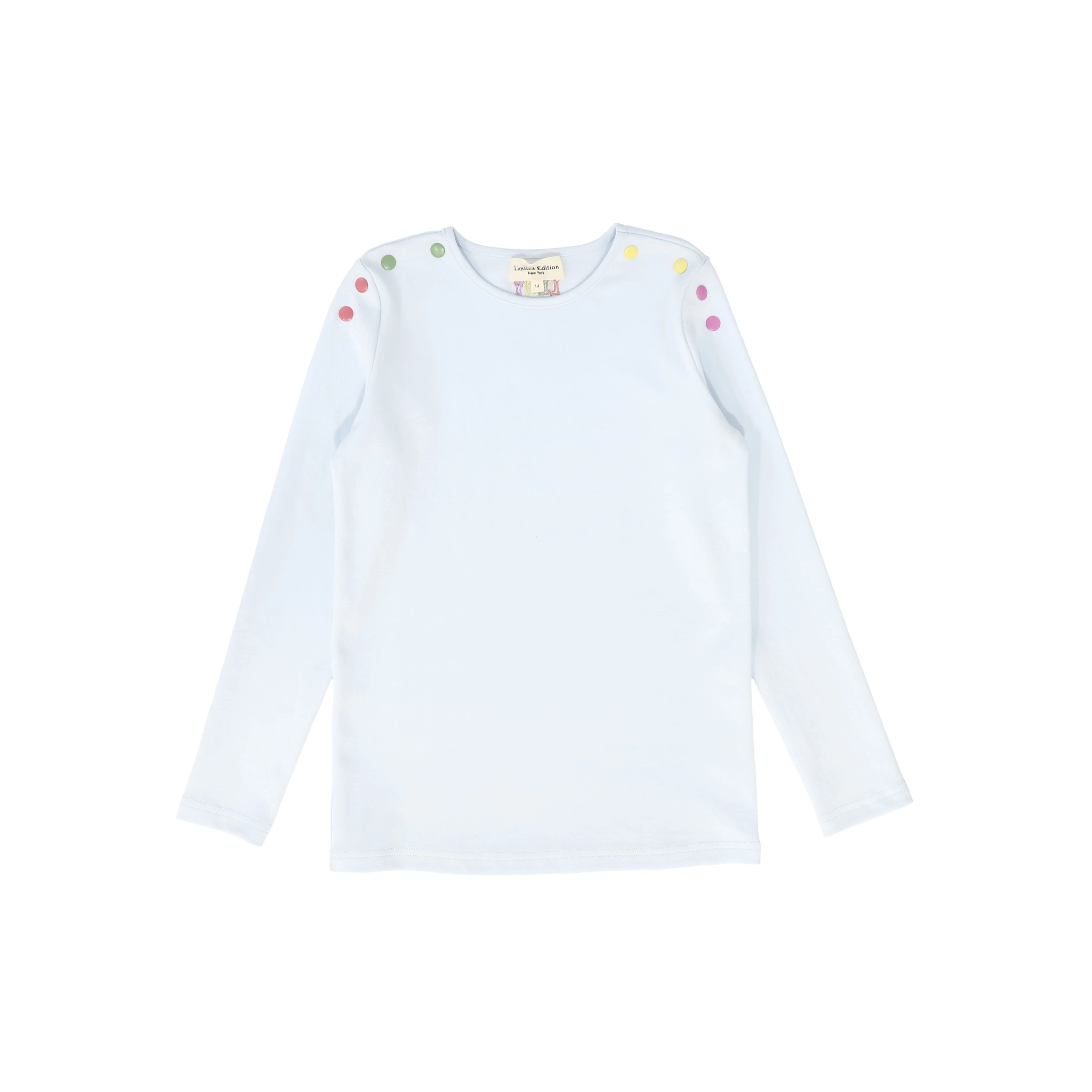 LIMITED EDITION LIGHT BLUE SNAP TRIM TSHIRT