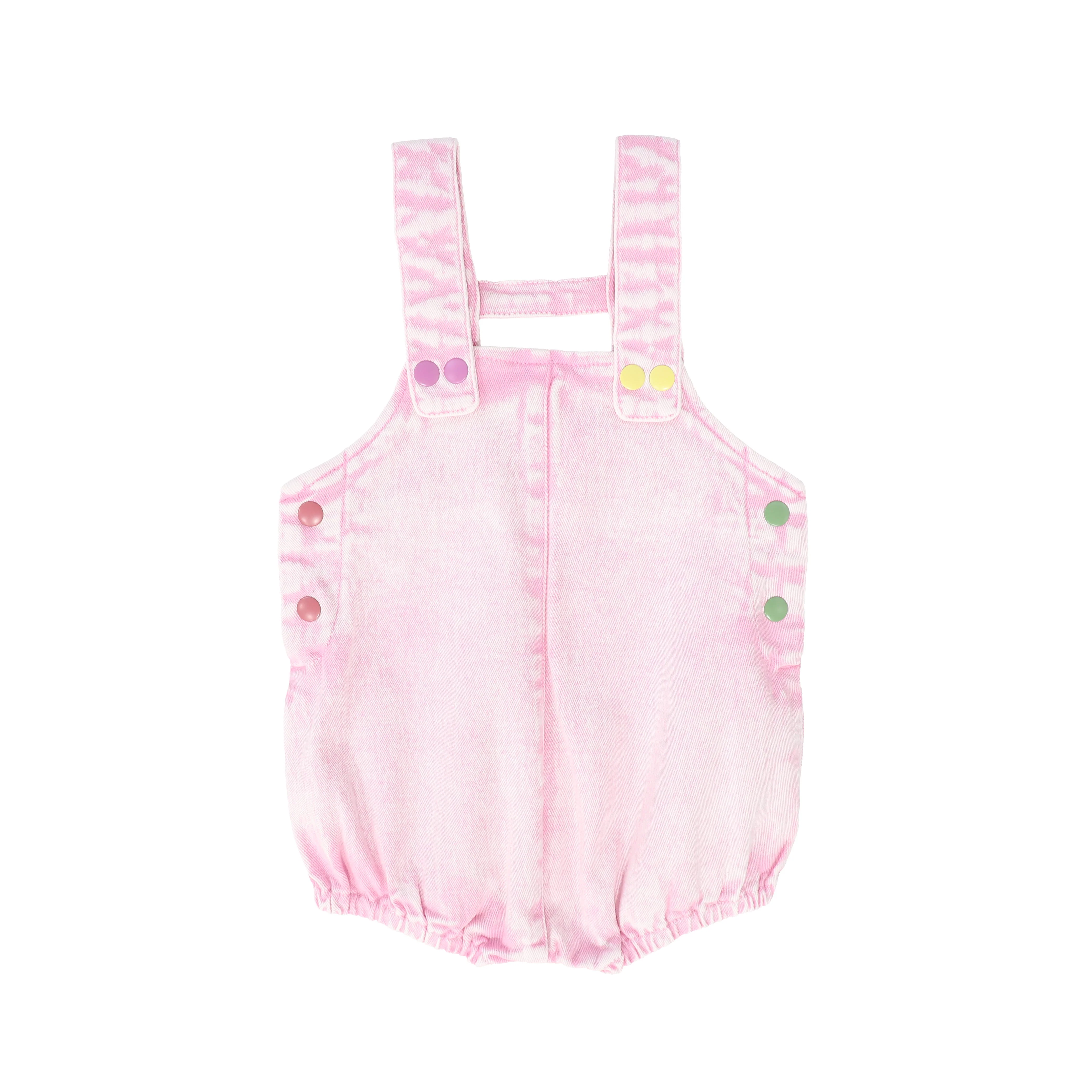 LIMITED EDITION PINK DENIM SNAP TRIM ROMPER