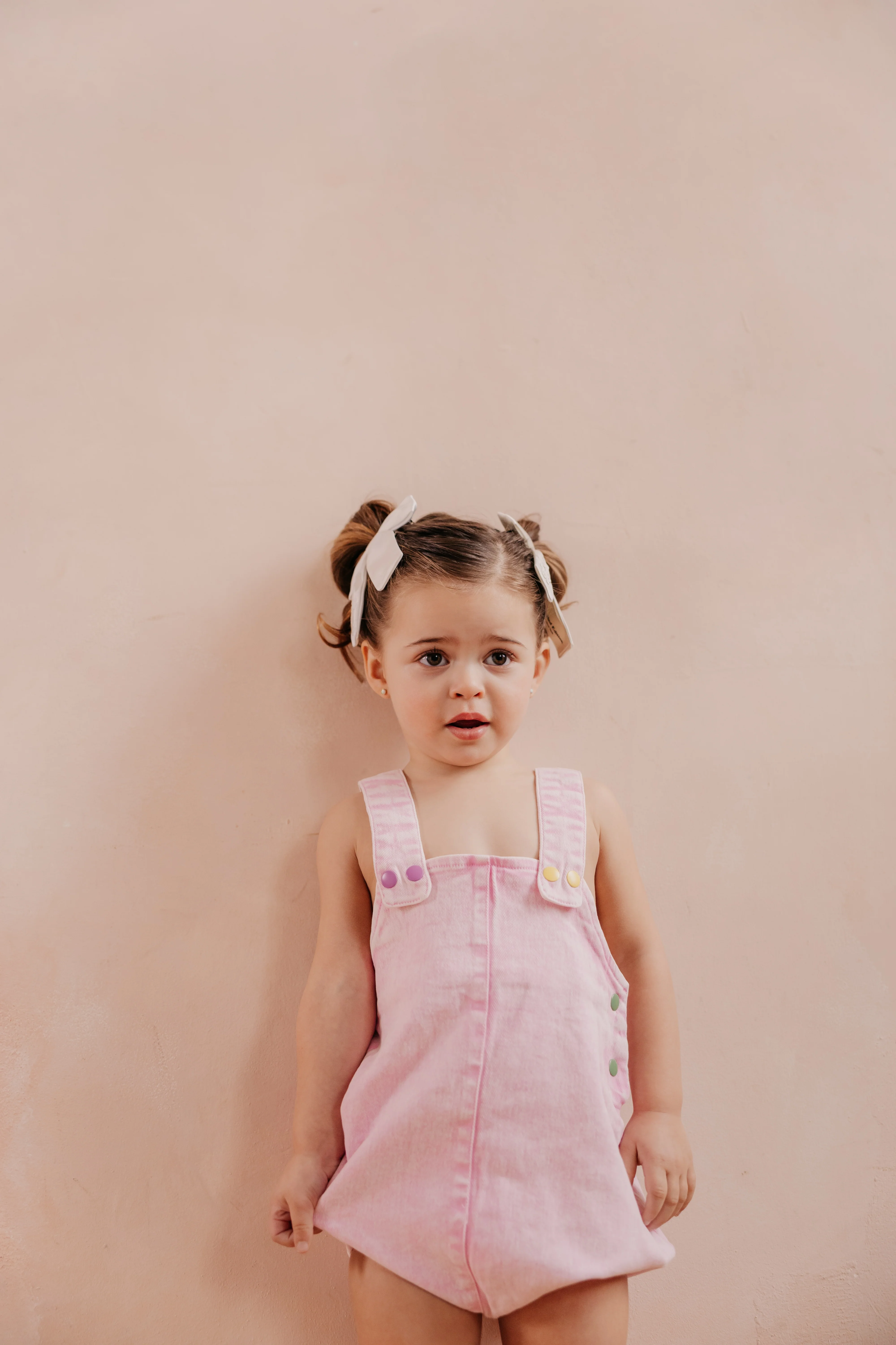 LIMITED EDITION PINK DENIM SNAP TRIM ROMPER - Image 3