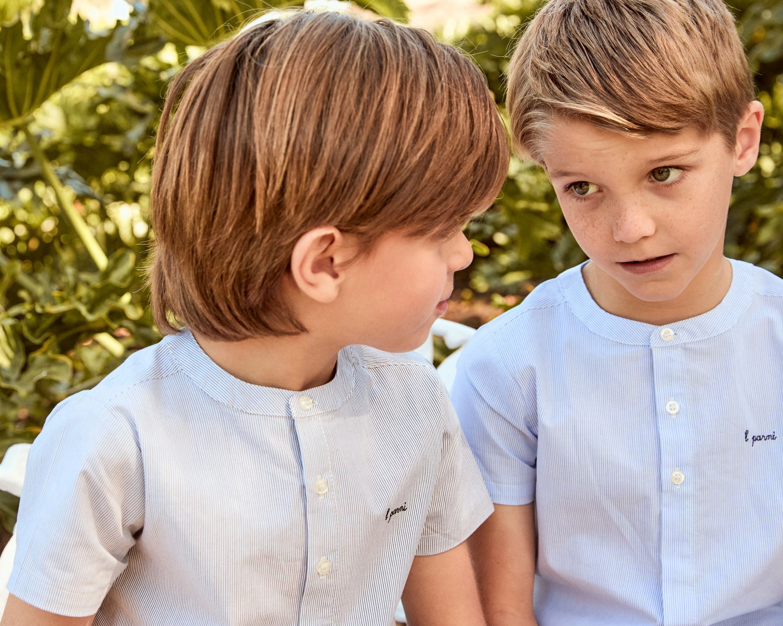 LITTLE PARNI BLACK STRIPED MANDERIN COLLAR SHIRT - Image 2
