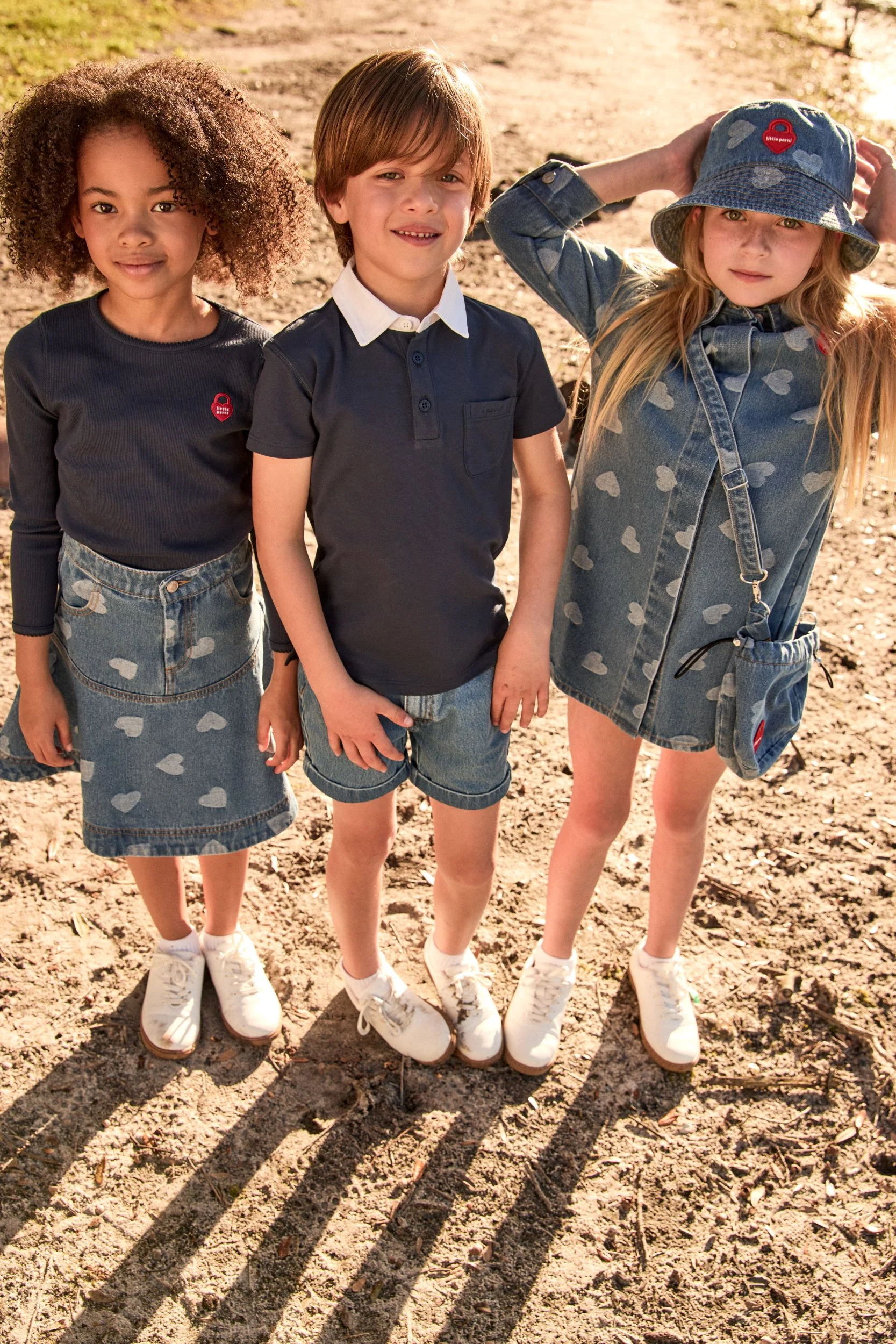 LITTLE PARNI DENIM HEART PRINT DROP WAIST SKIRT - Image 2