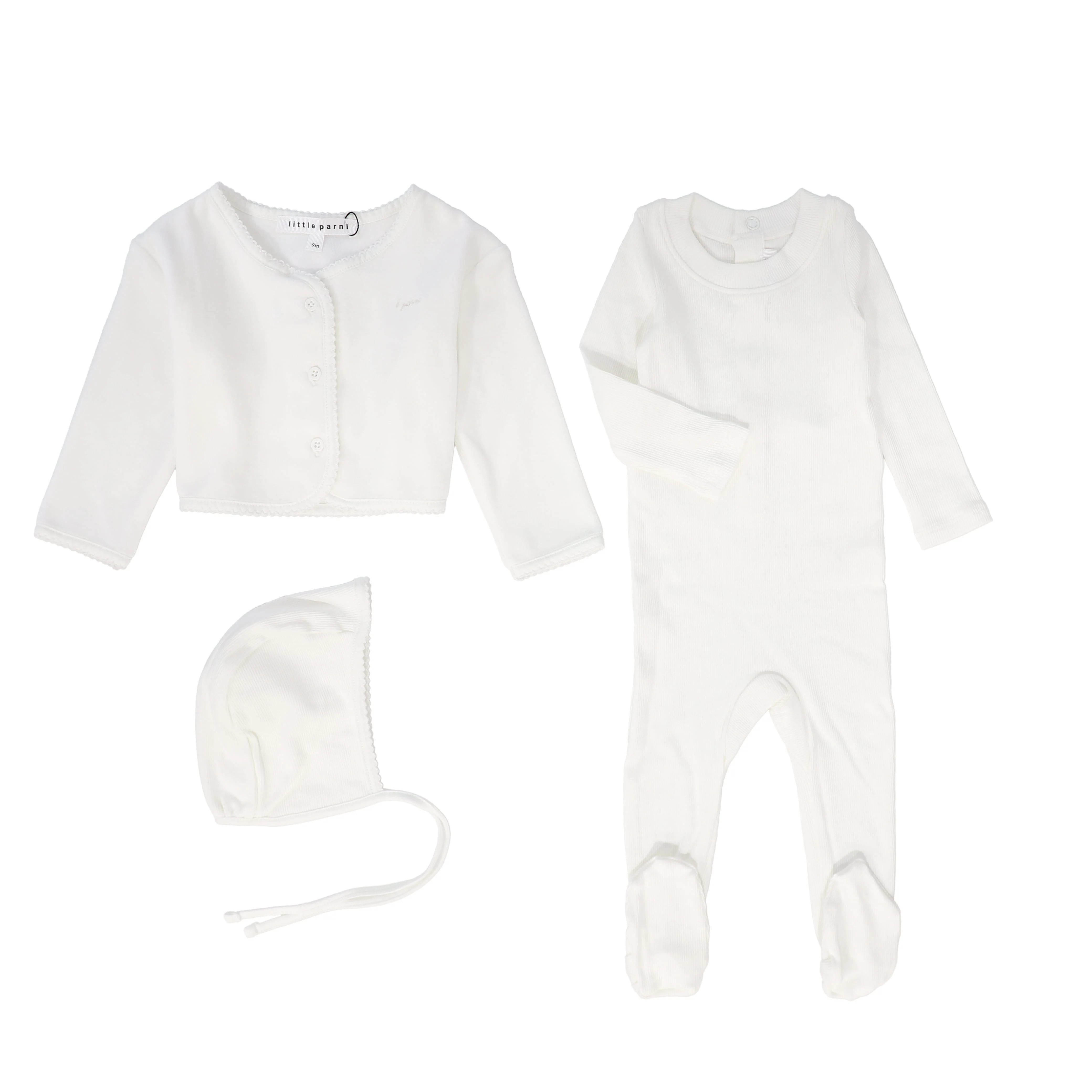 LITTLE PARNI IVORY KNIT CARDIGAN/FOOTIE SET [FINAL SALE]