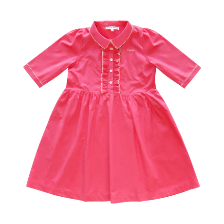 LITTLE PARNI PINK SCALLOP STITCH COLLAR DRESS - Image 2