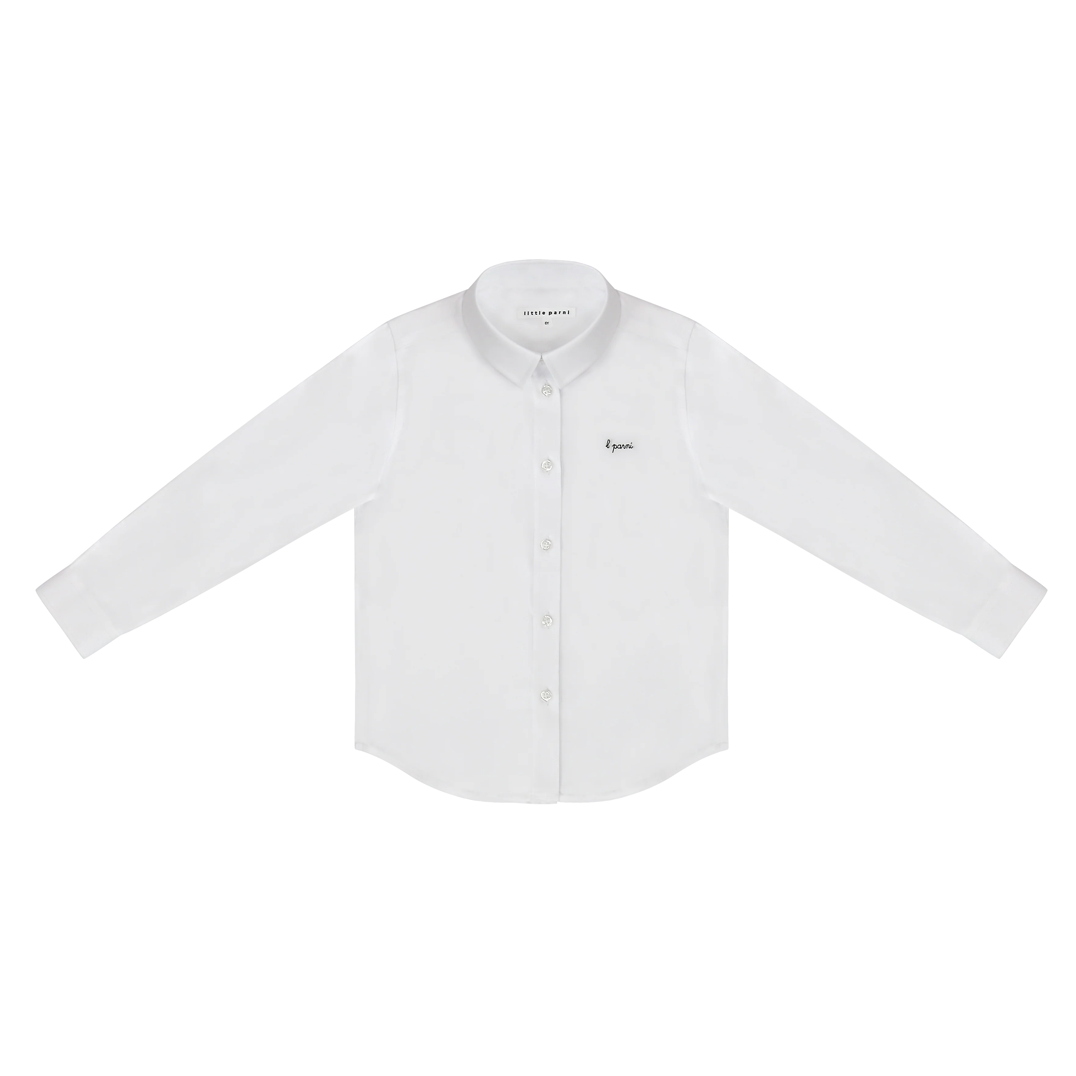 LITTLE PARNI WHITE/BLACK LOGO COLLAR LS SHIRT