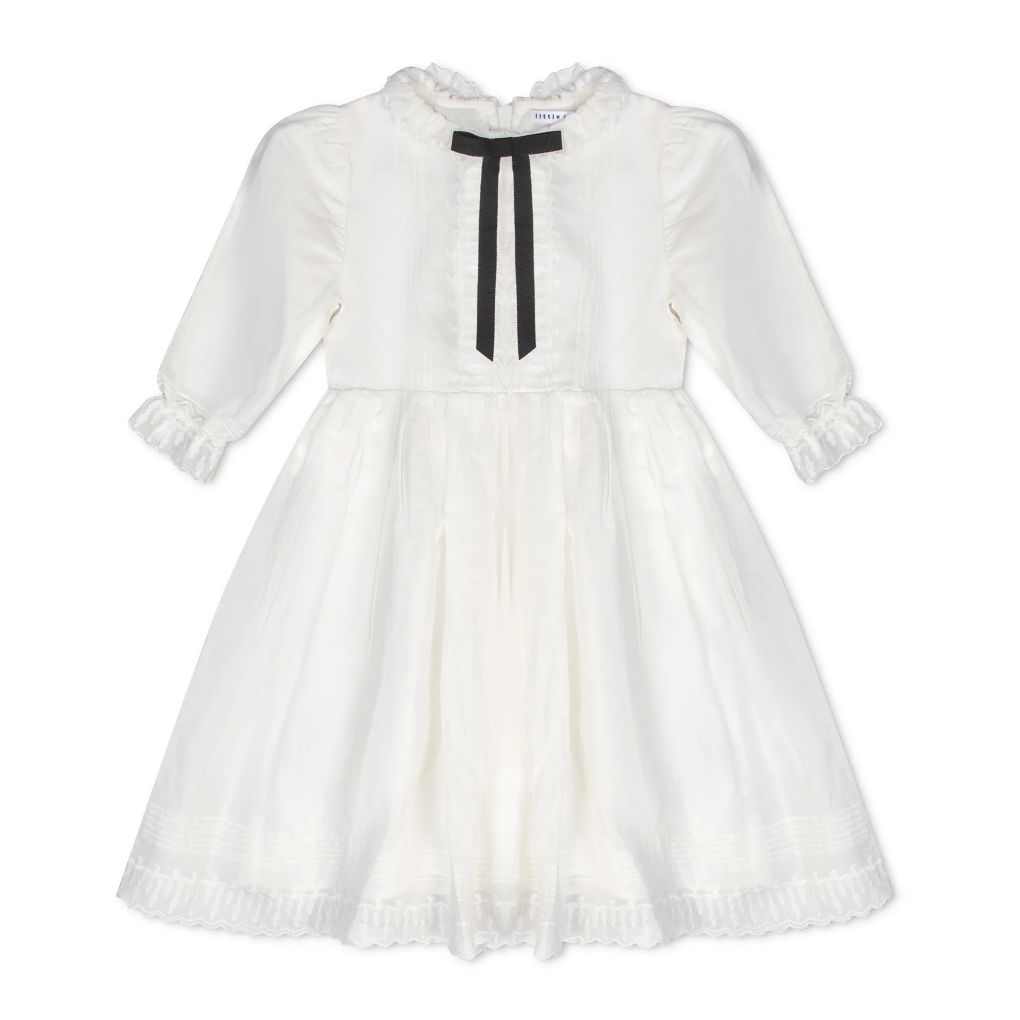 LITTLE PARNI WHITE BOW TRIM DRESS - Image 2