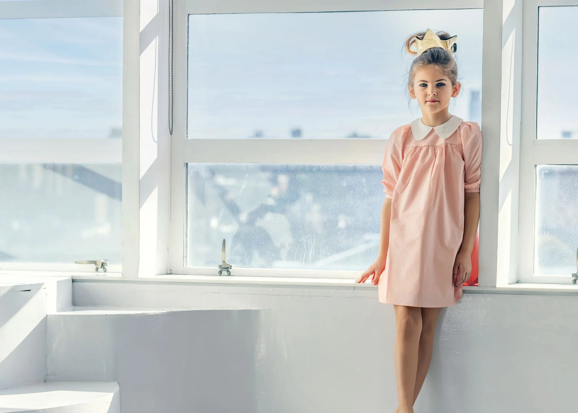 LITTLE TEMPEST PINK HIGH WAIST COLLAR DRESS - Image 2