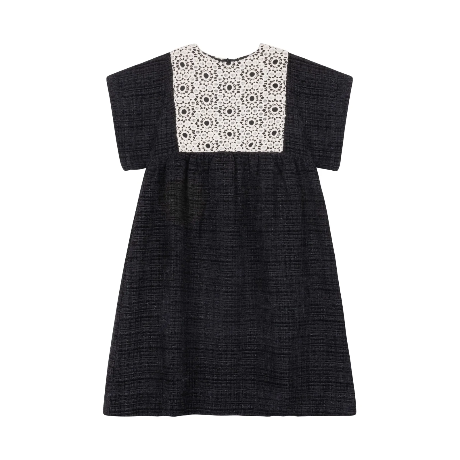 MADAME TI BLACK/BEIGE CROCHET BIB DRESS [FINAL SALE]