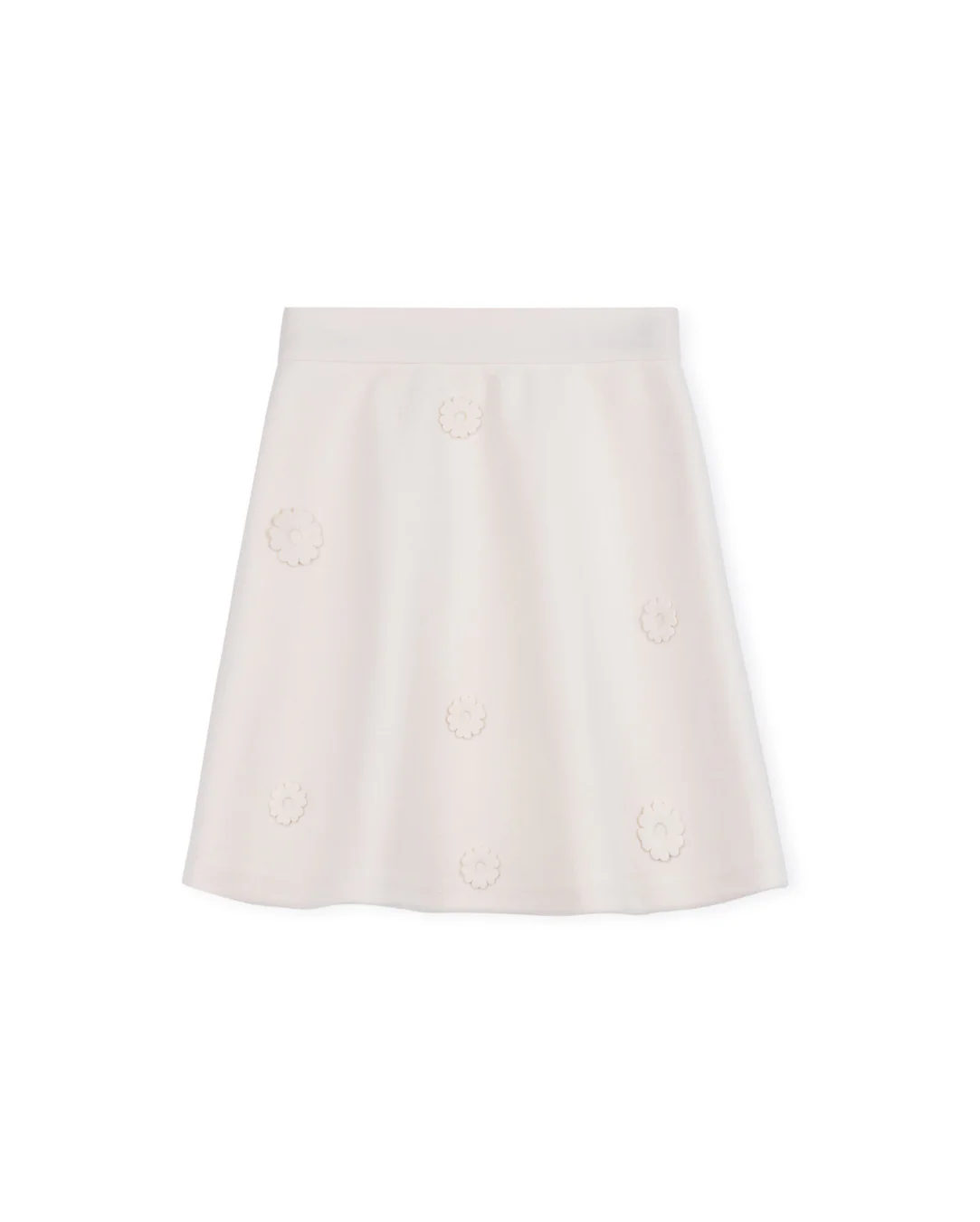 MALLORY AND MERLOT IVORY FLOWER DETAILED WOOL SKIRT [FINAL SALE]