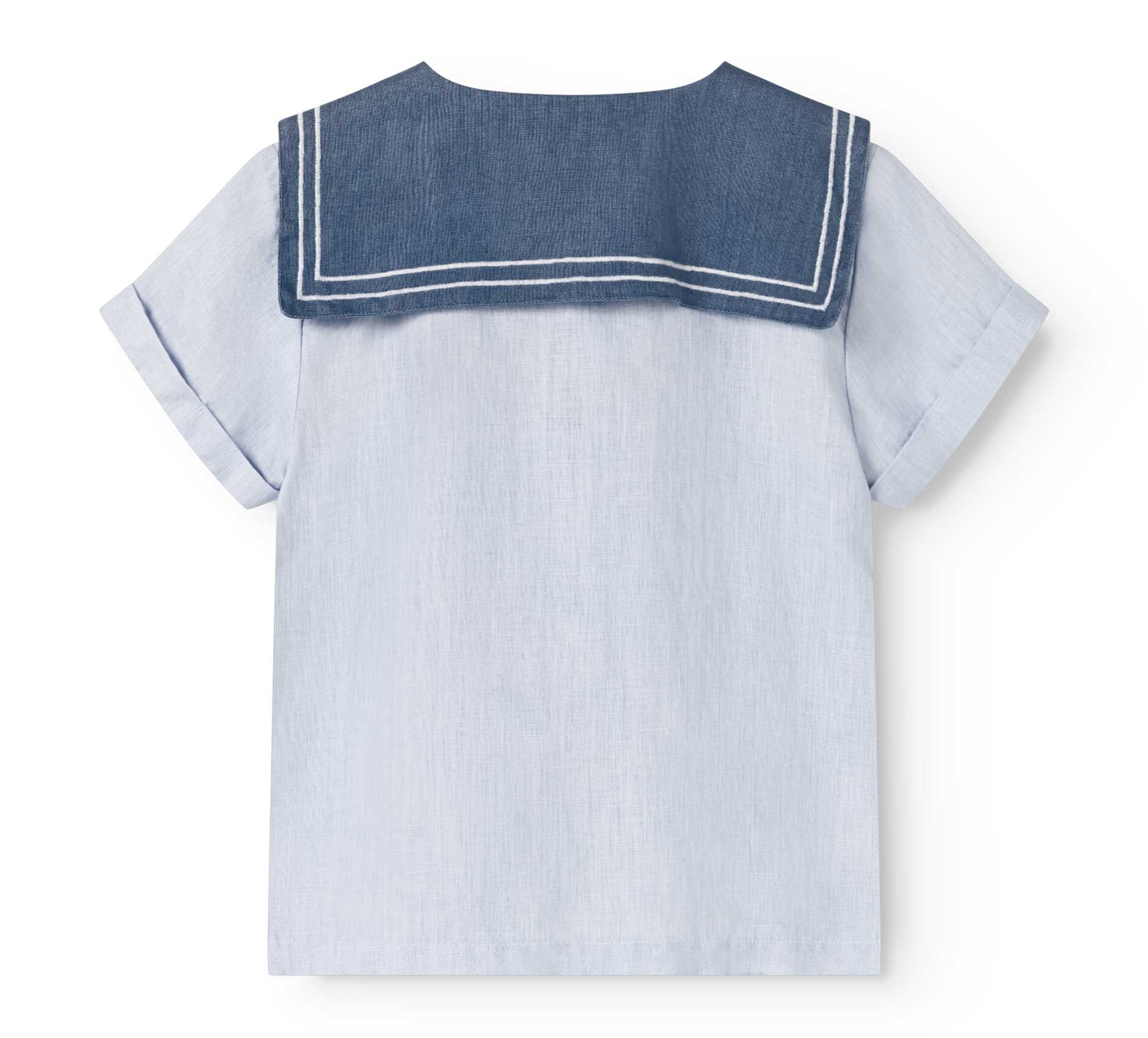 MARMAR COPENHAGEN BLUE LINEN SAILOR COLLAR SHIRT - Image 2