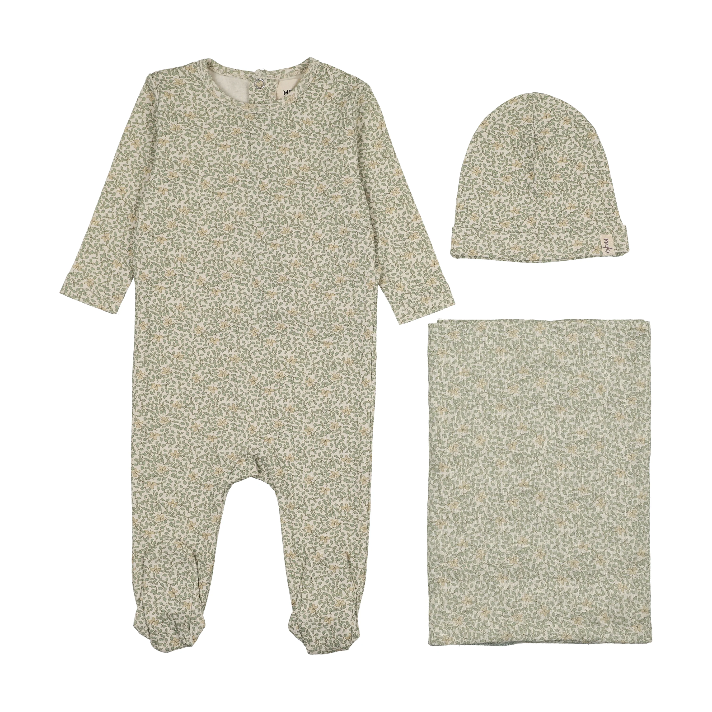 MEMA KNITS GREEN LEAF PRINT SET [FINAL SALE]