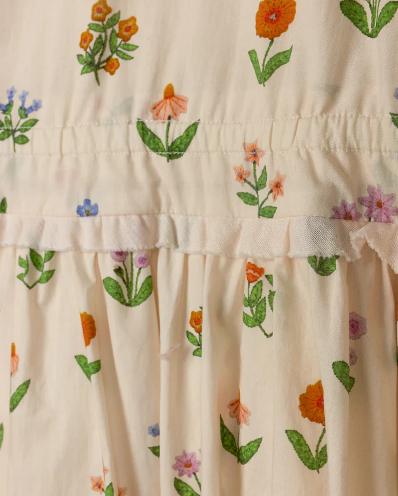 MINIMAL PEACH FLOWER EMBROIDERED DRESS - Image 2