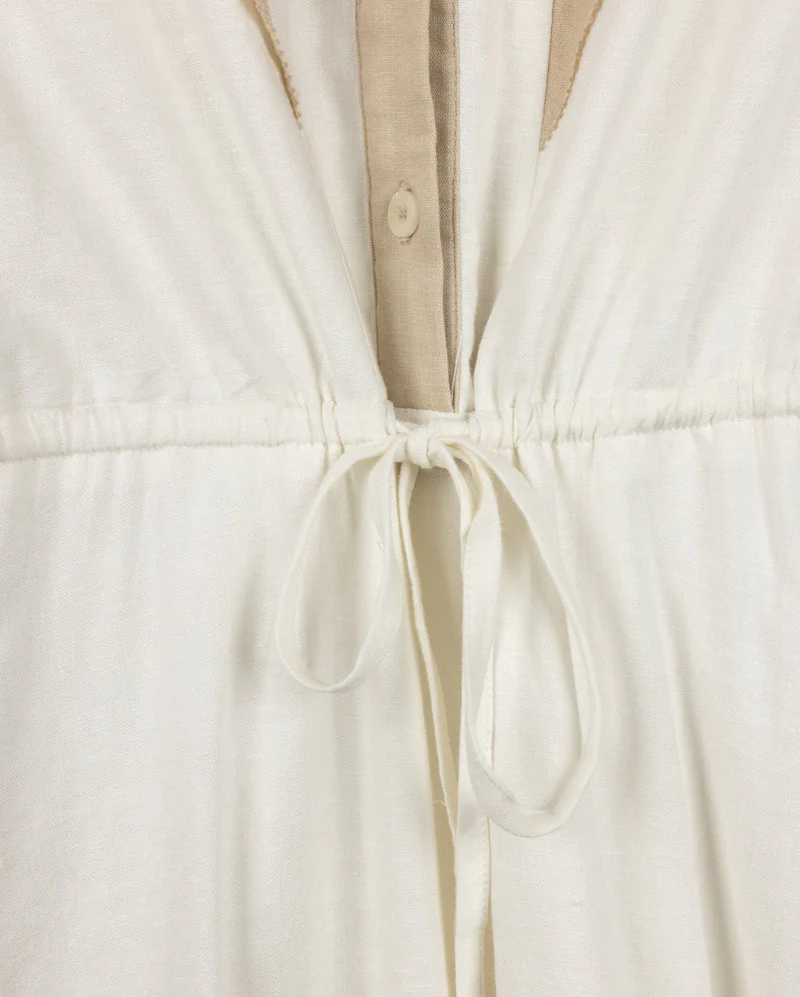 MINIMAL WHITE RUFFLE LINEN BUTTON DOWN DRESS - Image 2