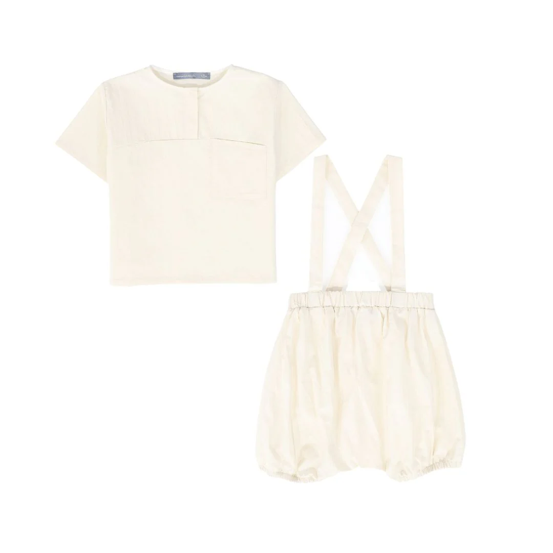MINIMU IVORY SUSPENDER BLOOMER SET
