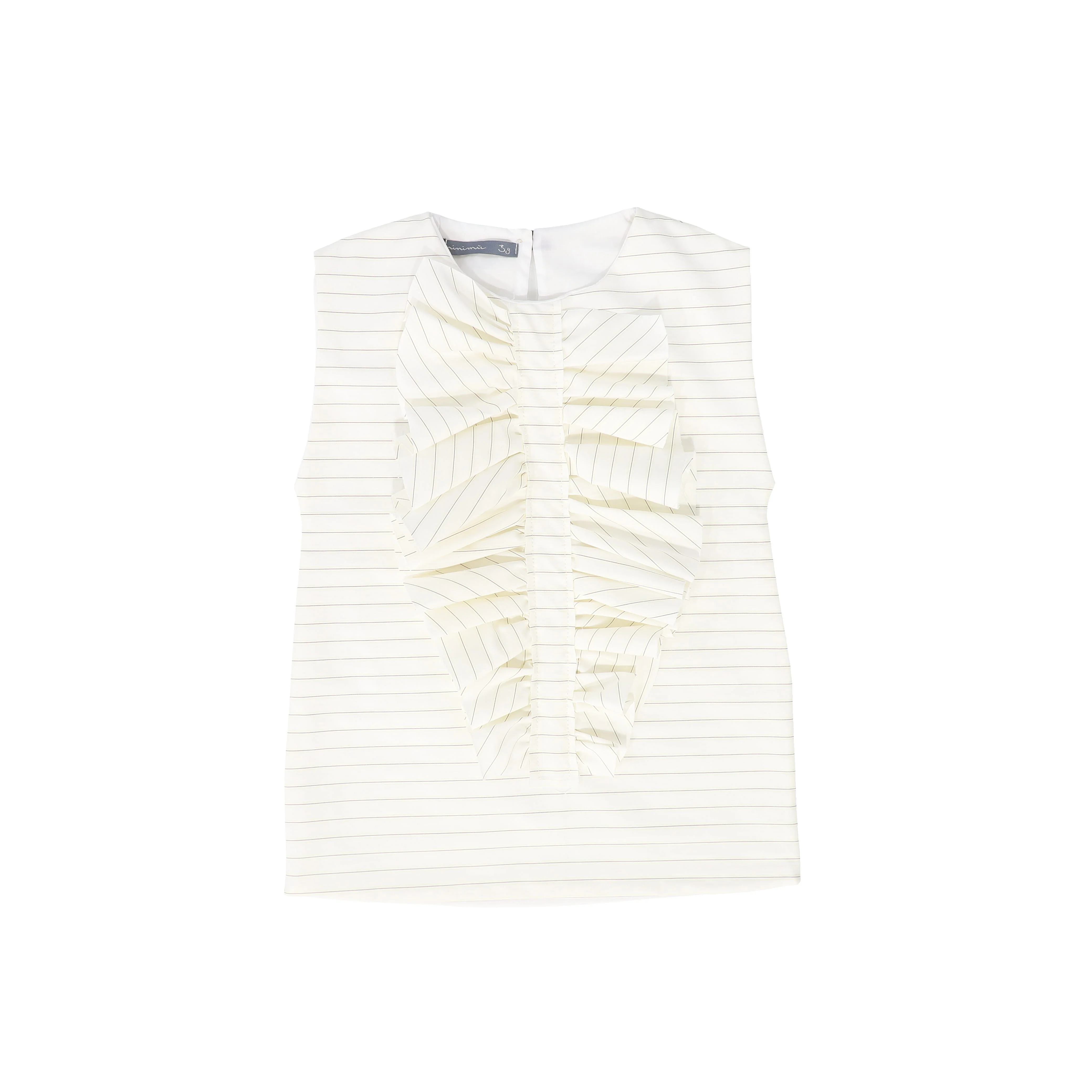 MINIMU WHITE STRIPE RUFFLE TRIM DRESS