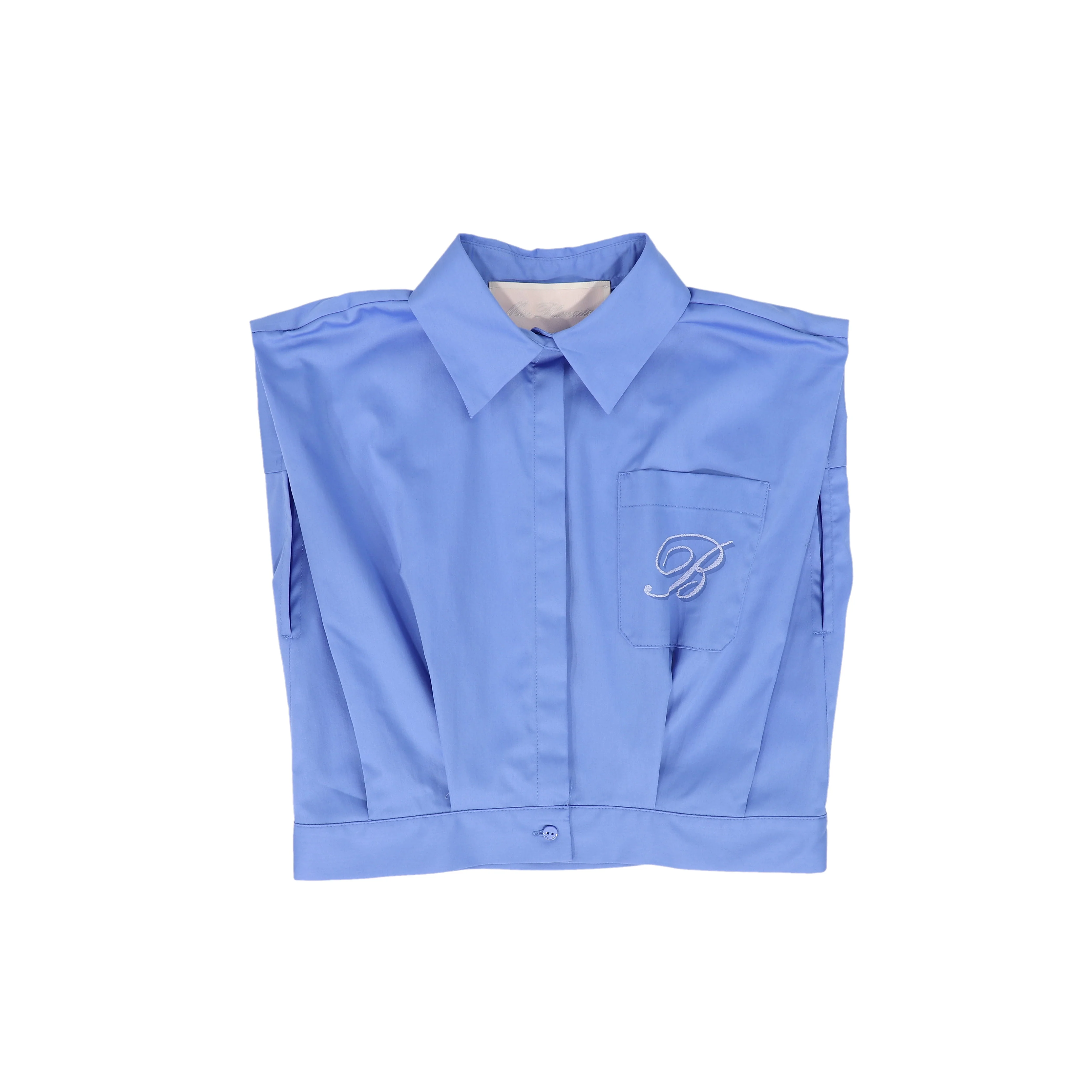 MISS BLUMARINE OXFORD BLUE SLEEVELESS LOGO BLOUSE [FINAL SALE]