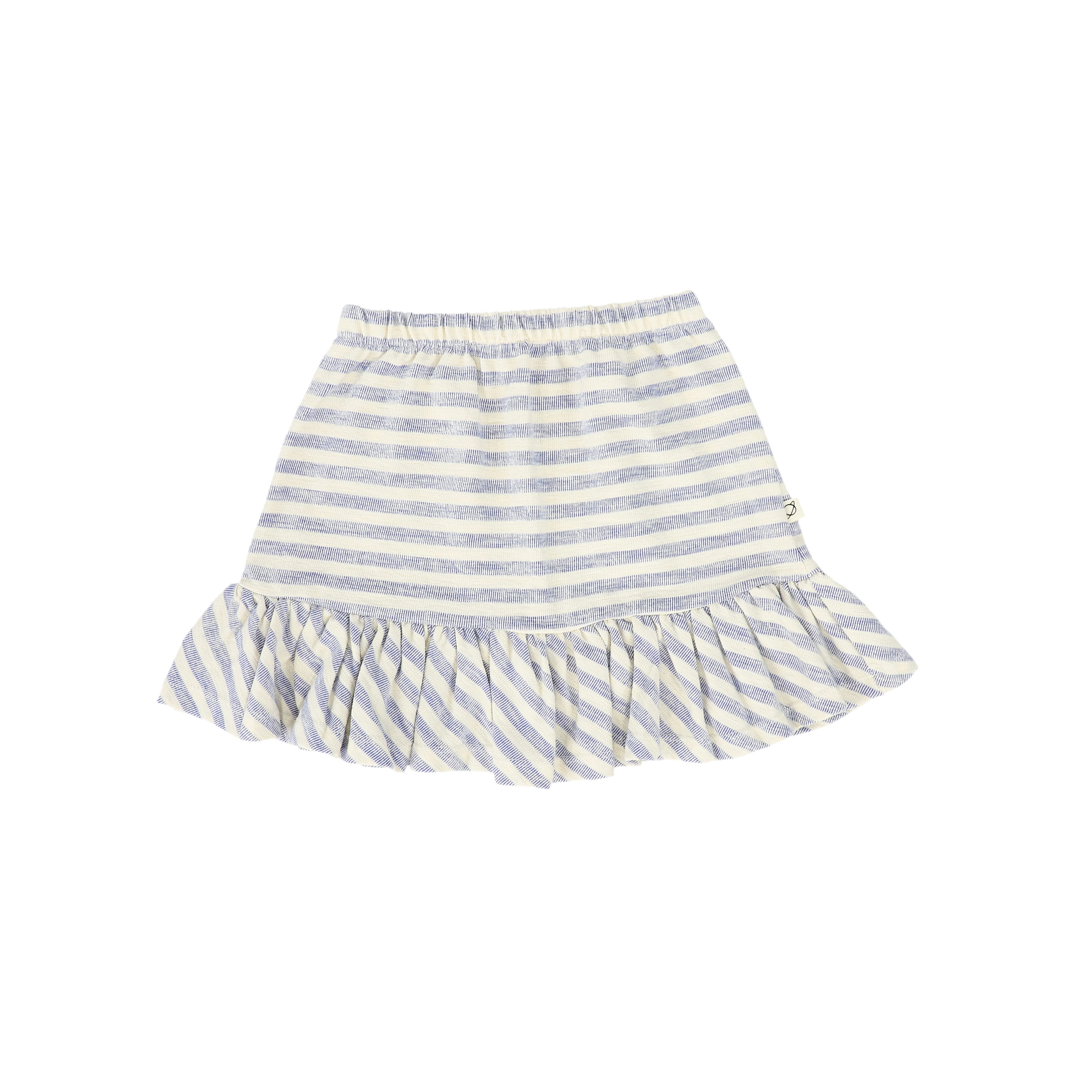 MY LITTE COZMO BLUE/ECRU STRIPED RUFFLE TRIM SKIRT [FINAL SALE]