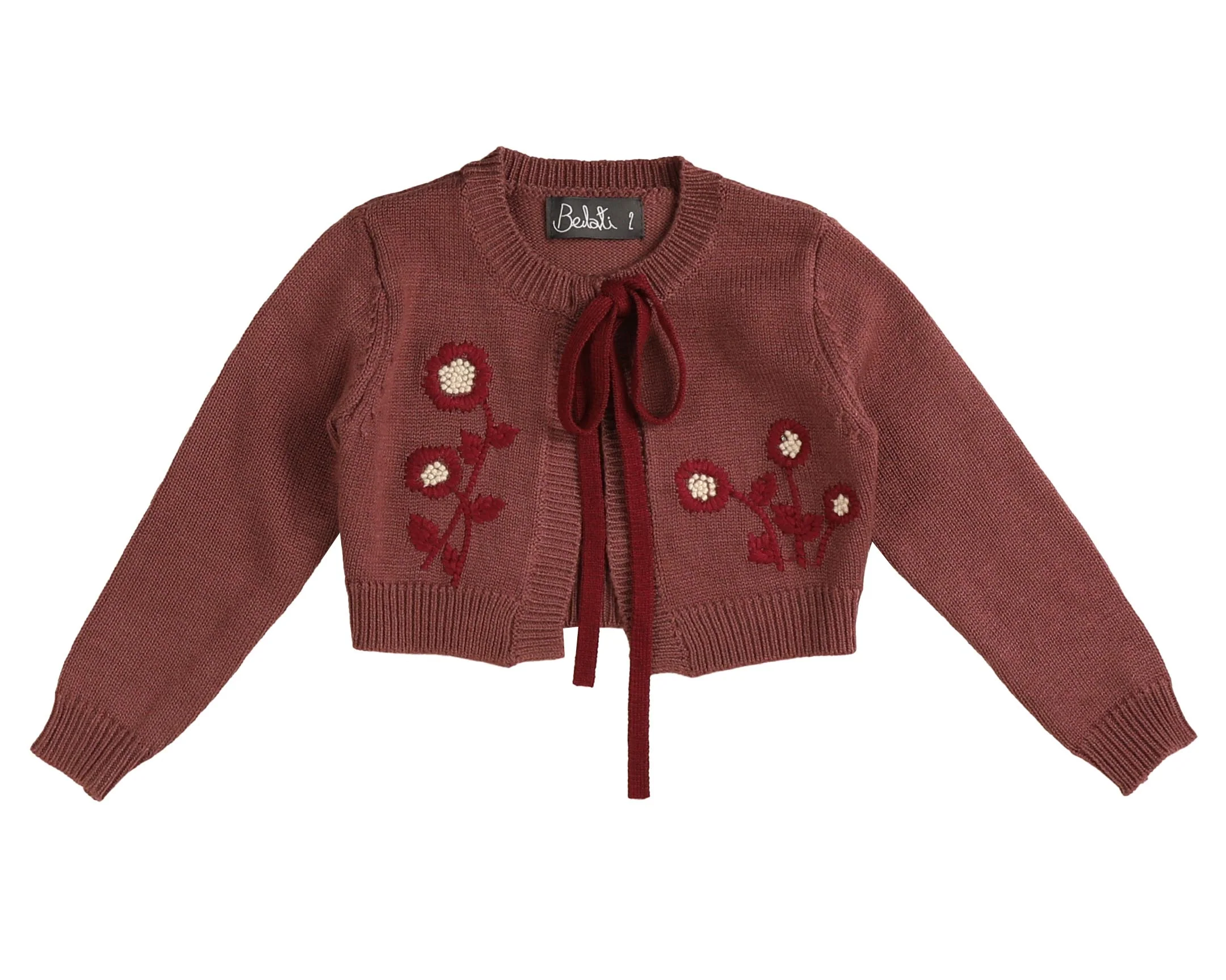 NOMA BURGUNDY EMBROIDERED FLORAL KNIT CARDIGAN [FINAL SALE]