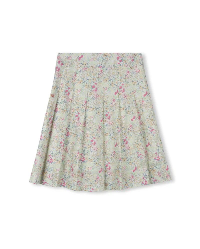 ONE CHILD  MINT/PINK FLORAL PLEAT SKIRT