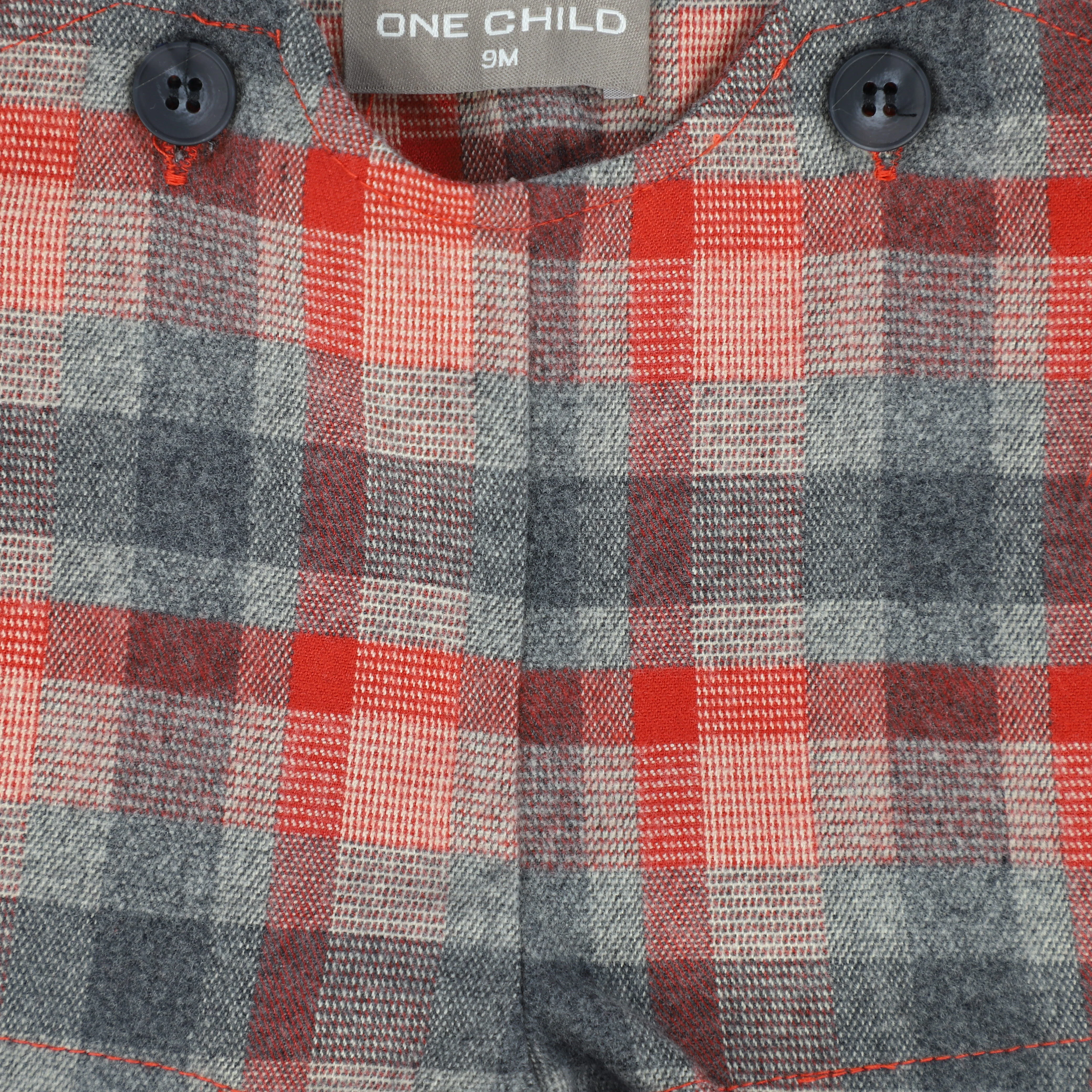 ONE CHILD GREY PLAID BUTTON SUSPENDER SHORTS [FINAL SALE] - Image 2