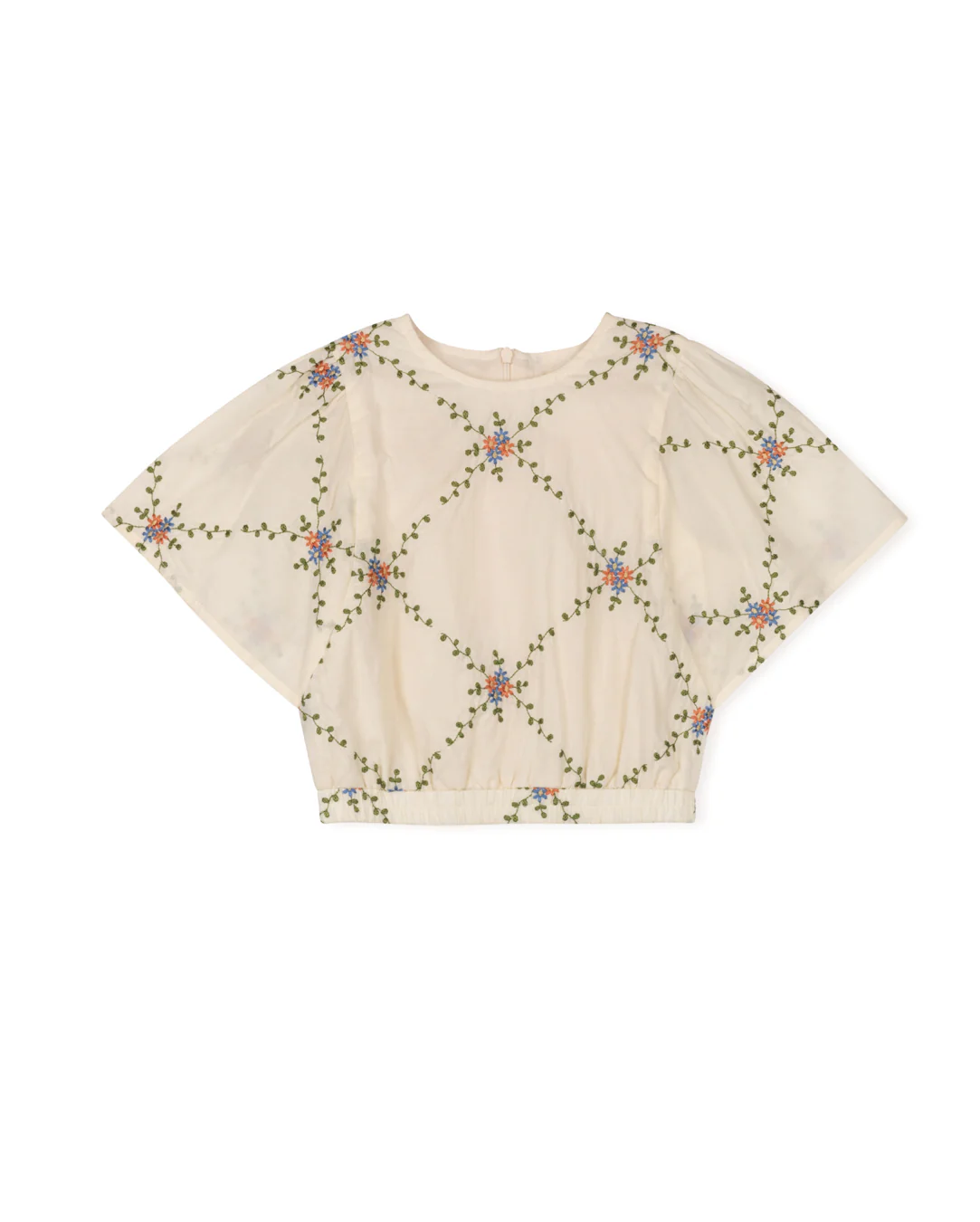PAPILLON CREAM FLOWER EMBROIDERED TOP [FINAL SALE]