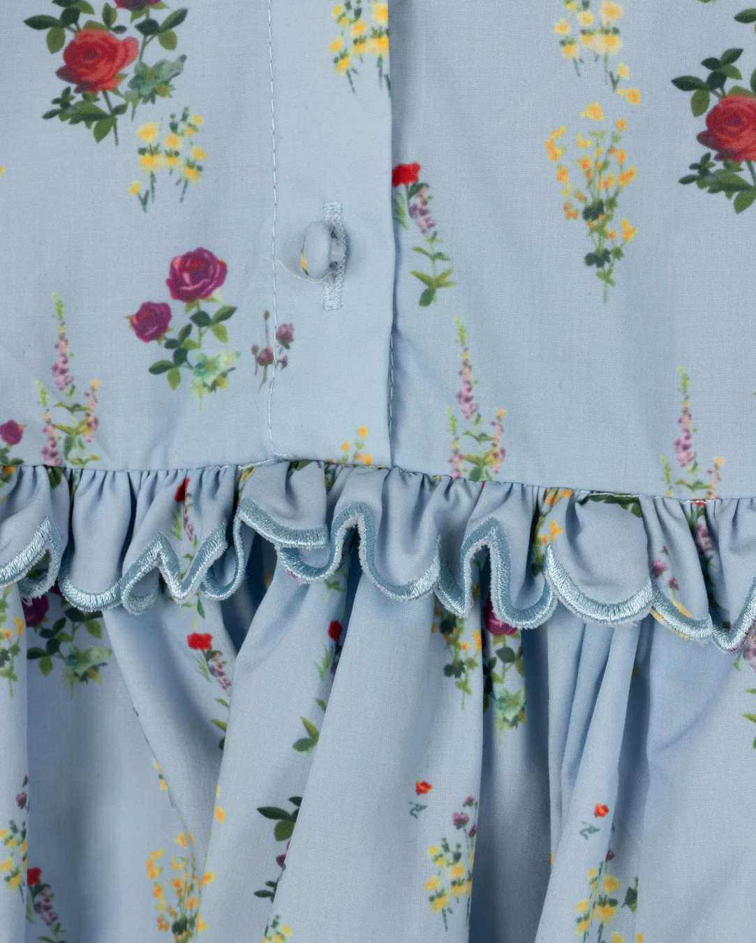 PAPILLON BLUE FLORAL SCALLOP TRIM DRESS - Image 2