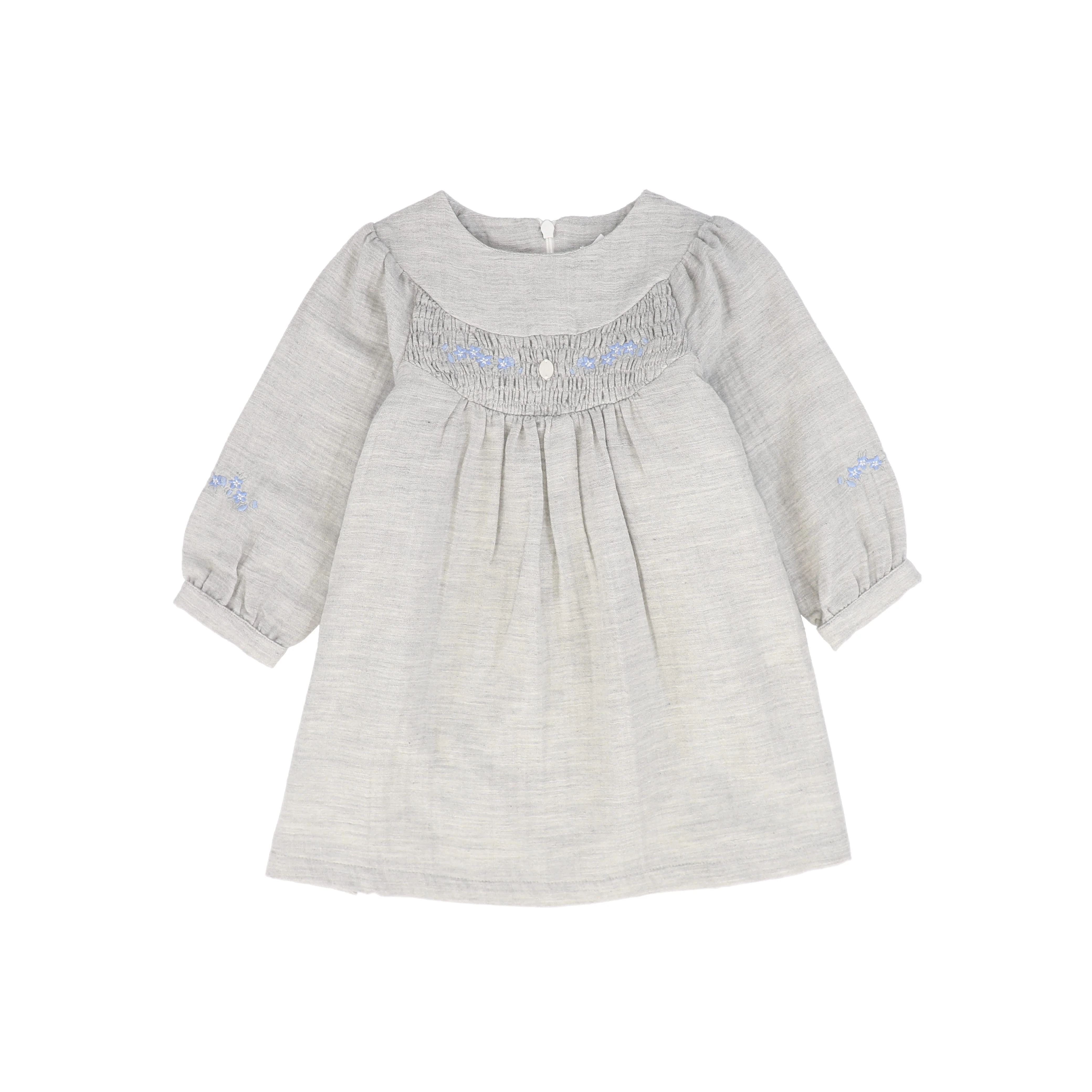 PATACHOU LIGHT GREY EMBROIDERED SMOCK DRESS [FINAL SALE]