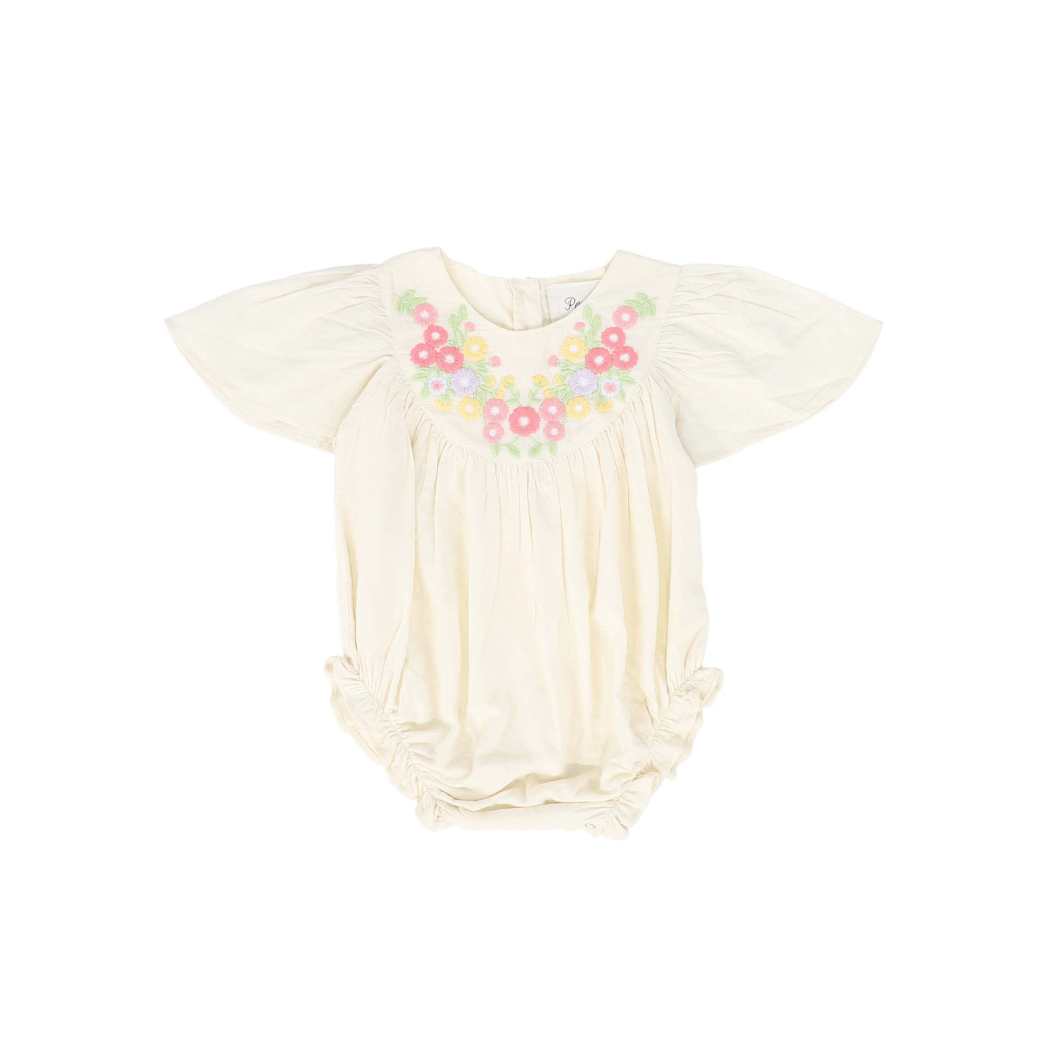 PERNILLE BEIGE FLOWER EMBROIDERED ROMPER