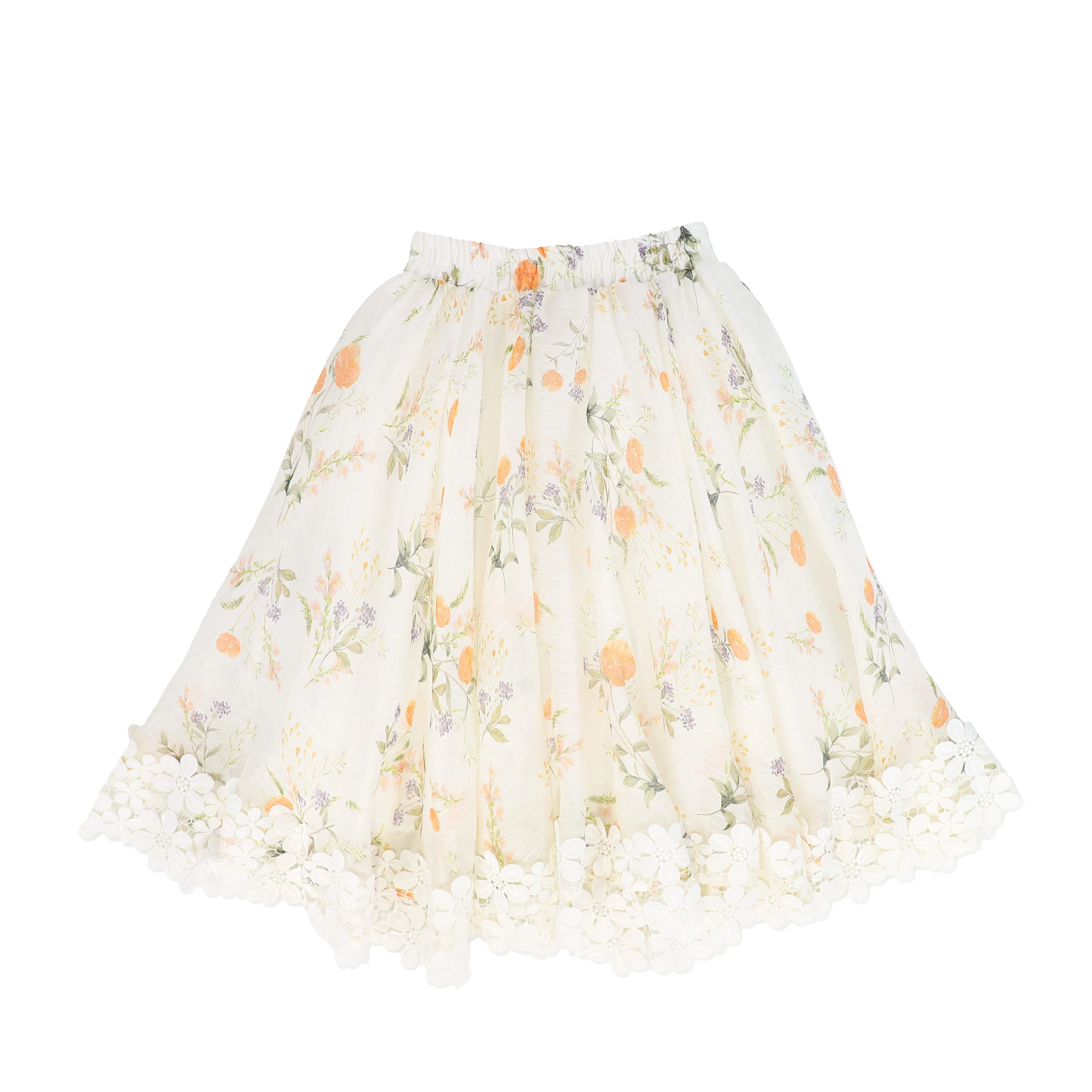 PETITE AMALIE WHITE FLORAL WAISTED SKIRT [FINAL SALE]