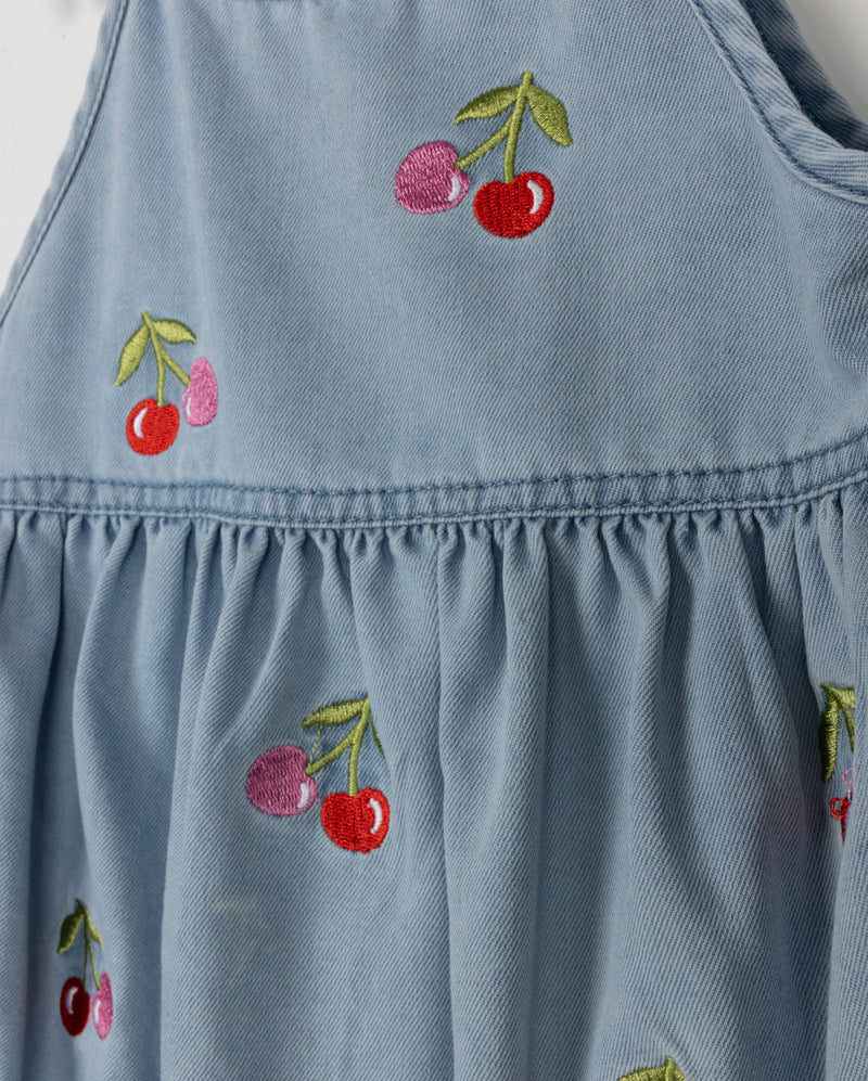PHIL AND PHOEBE DENIM COLORED CHERRY PRINT ROMPER - Image 2