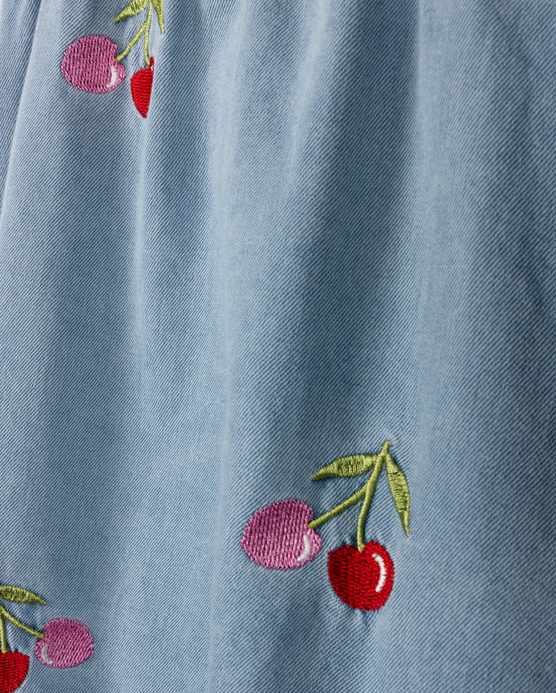 PHIL AND PHOEBE DENIM COLORED CHERRY PRINT SKIRT - Image 2
