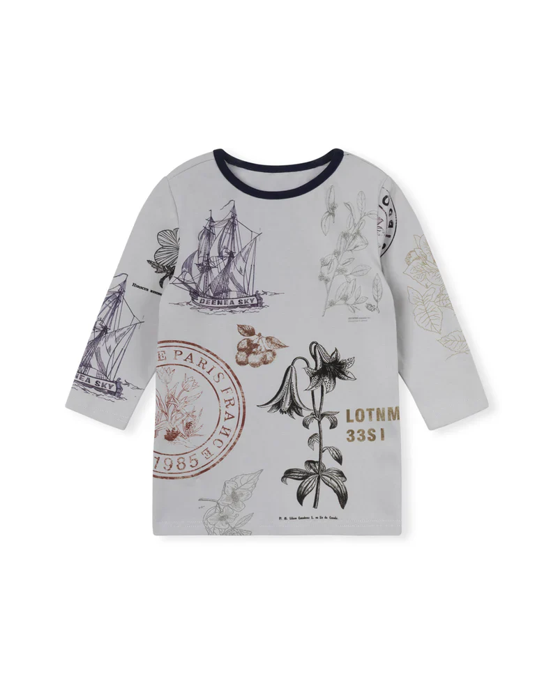 PHIL AND PHOEBE GREY STAMP PRINTED T-SHIRT