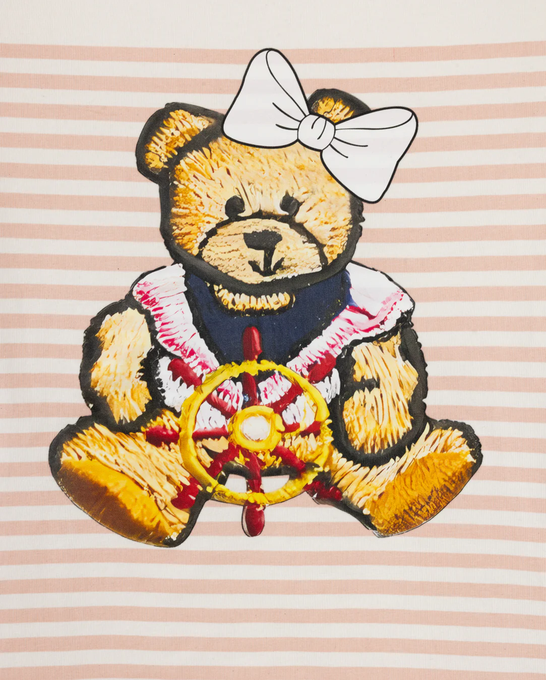 PHIL AND PHOEBE PINK TEDDY BEAR HALF STRIPED T-SHIRT - Image 2