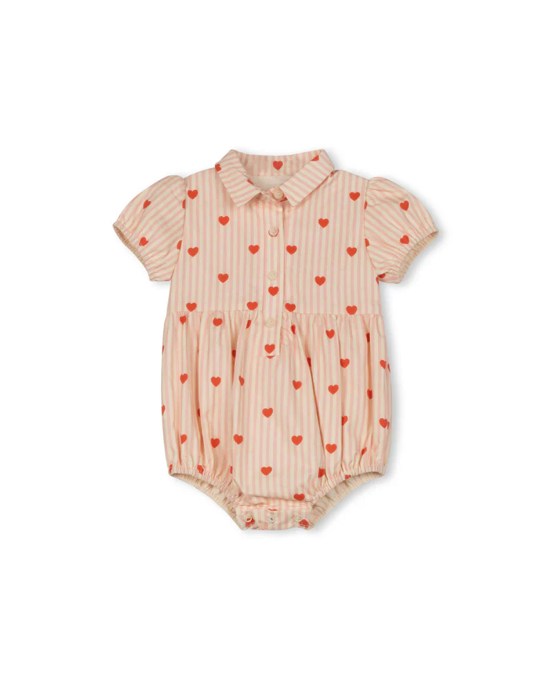 PHIL AND PHOEBE STRIPE HEART PRINT ROMPER
