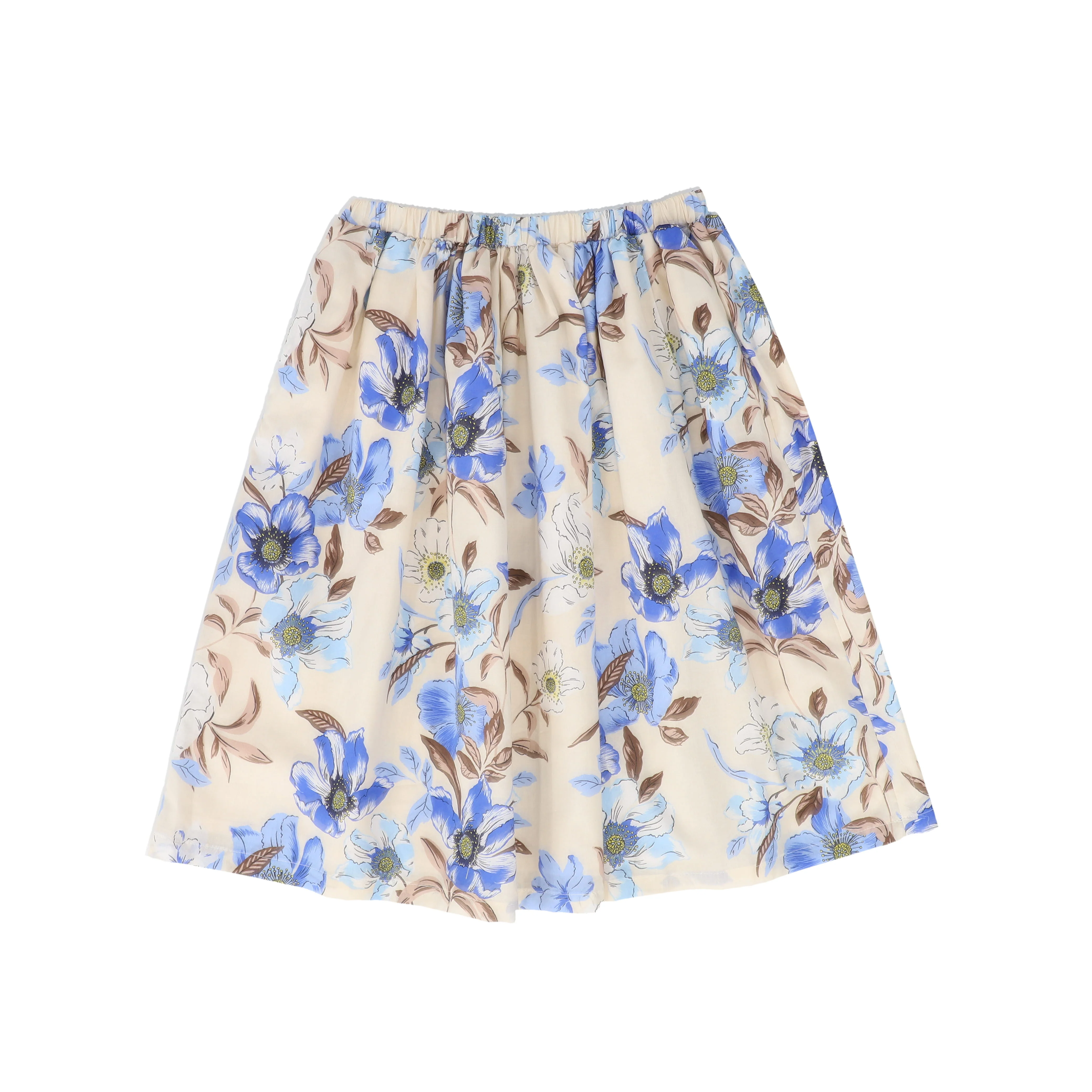 PICCOLA LUDO BIEGE/BLUE FLOWER PRINT SKIRT [FINAL SALE] - Image 2