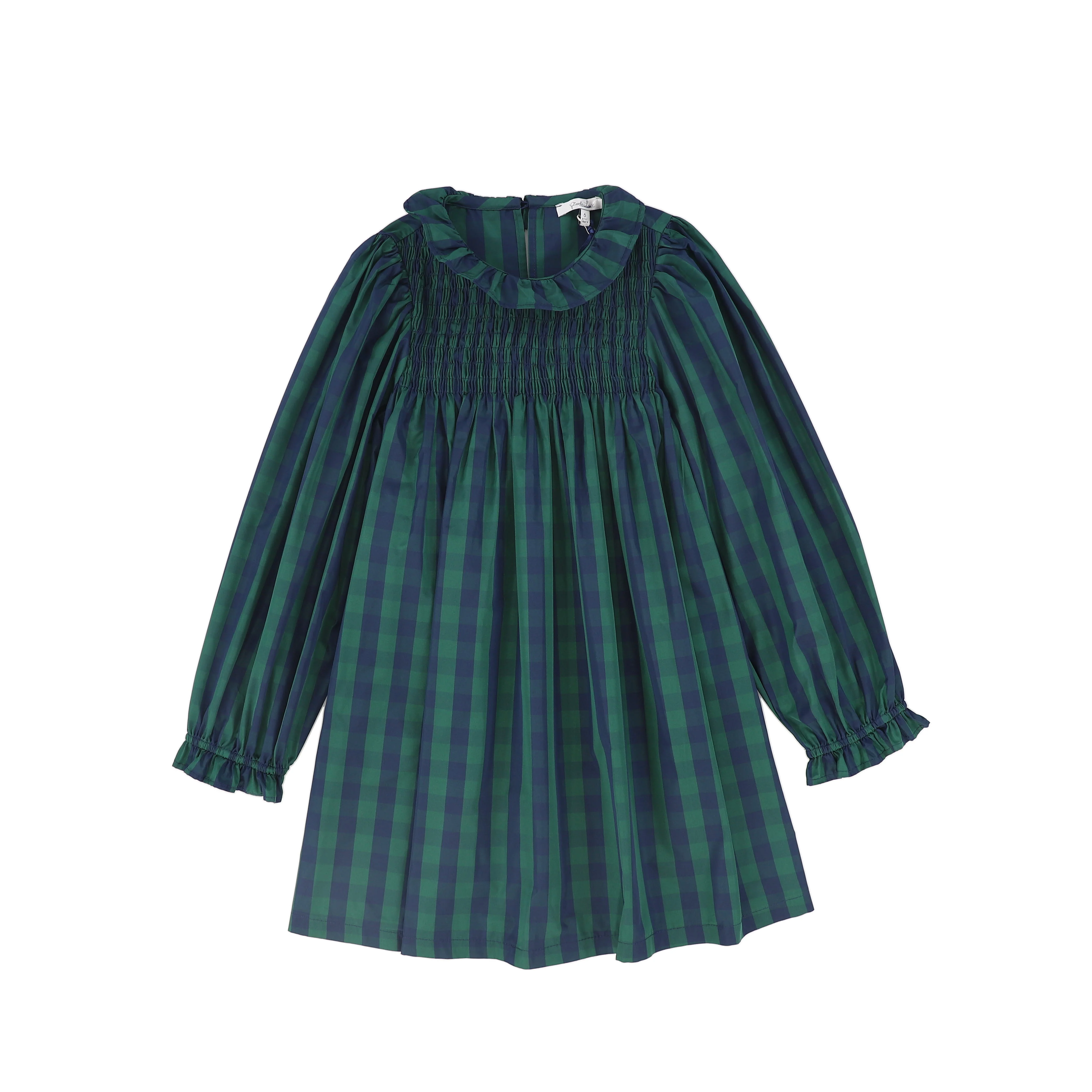 PICCOLA LUDO NAVY/GREEN STRIPE SMOCK DRESS [FINAL SALE]