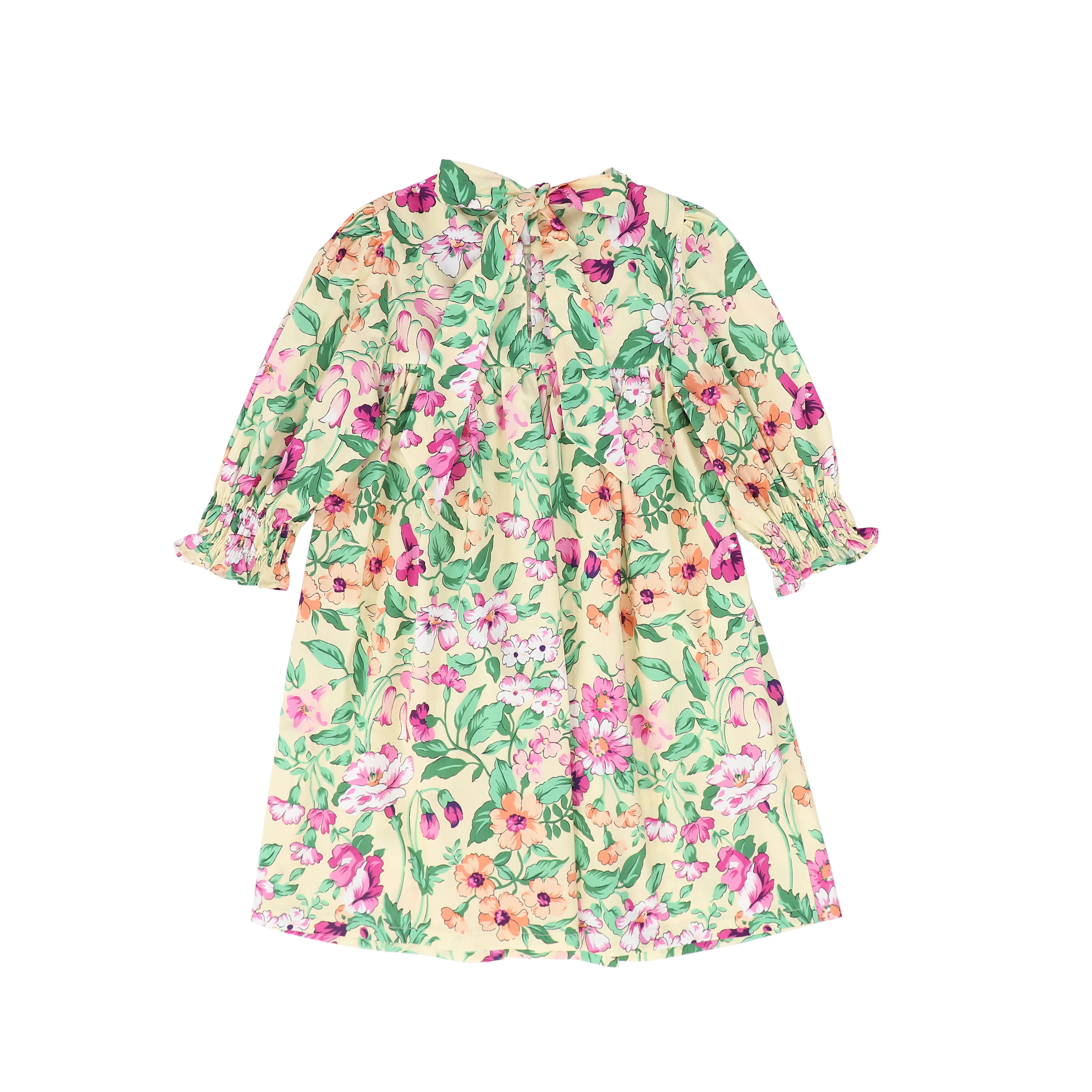 PICCOLA LUDO PEACH/GREEN FLORAL SMOCKED DRESS - Image 2