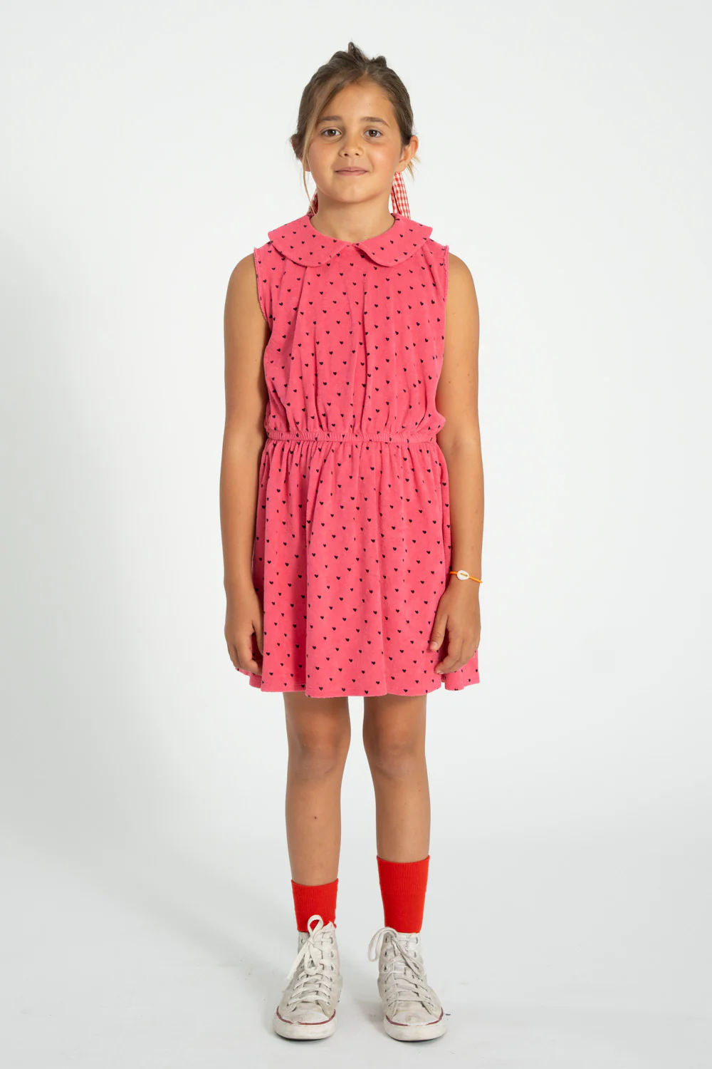 PIUPIUCHICK HOT PINK TERRY HEART PRINT COLLAR JUMPER - Image 3
