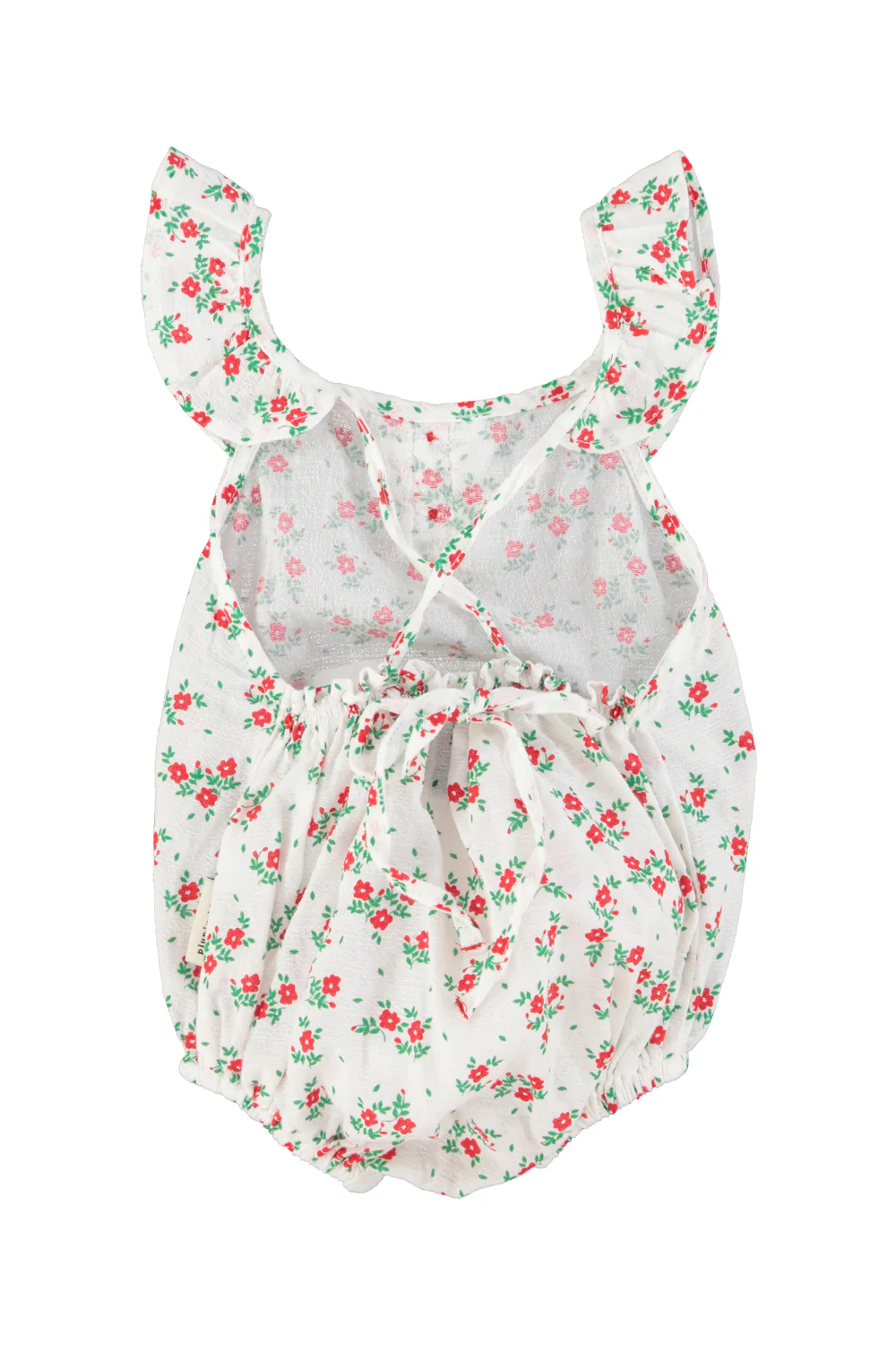 PIUPIUCHICK IVORY/RED FLORAL STRAP ROMPER - Image 2
