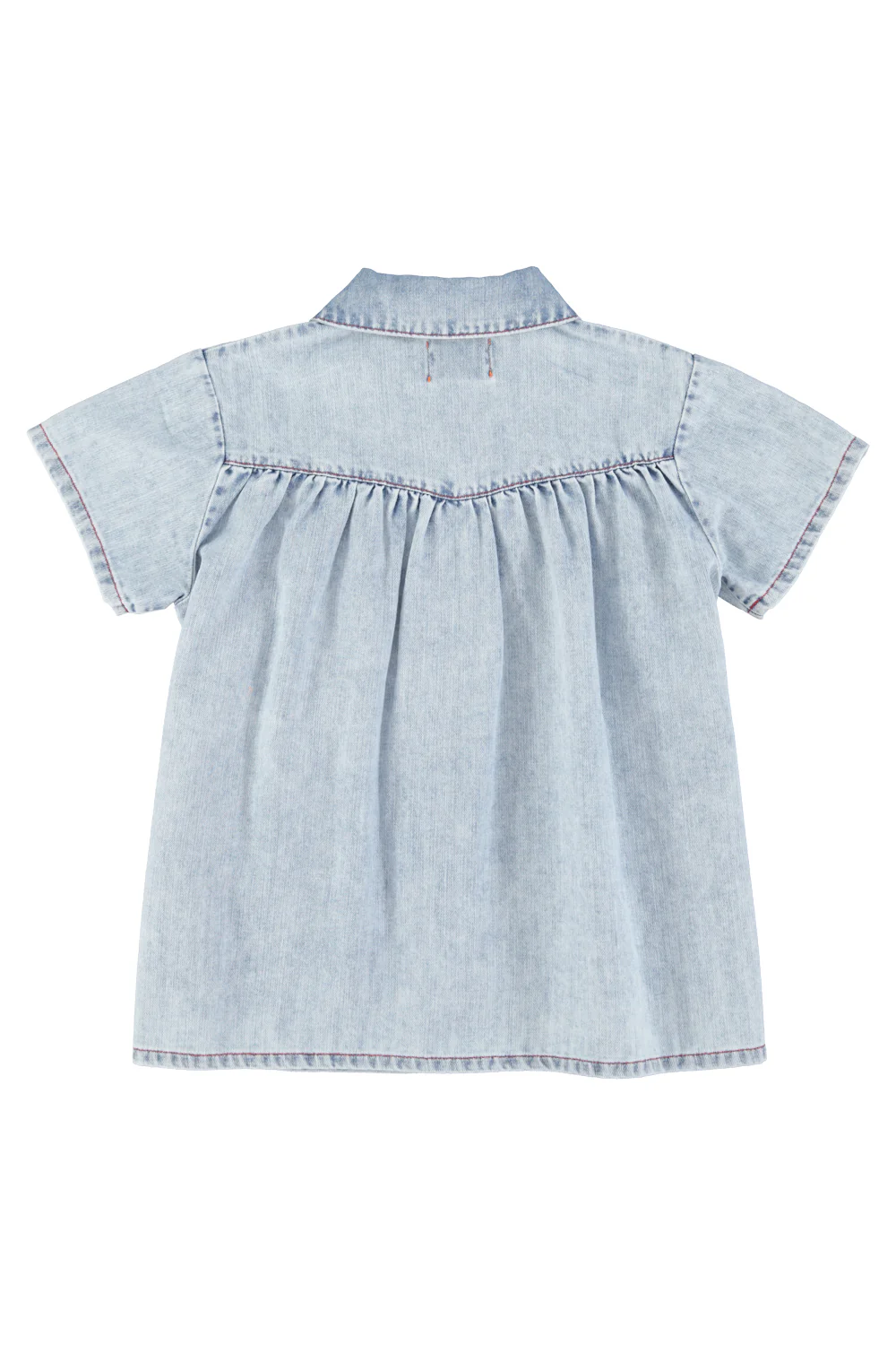 PIUPIUCHICK LIGHT BLUE DENIM EMBROIDERED POCKET DRESS - Image 2