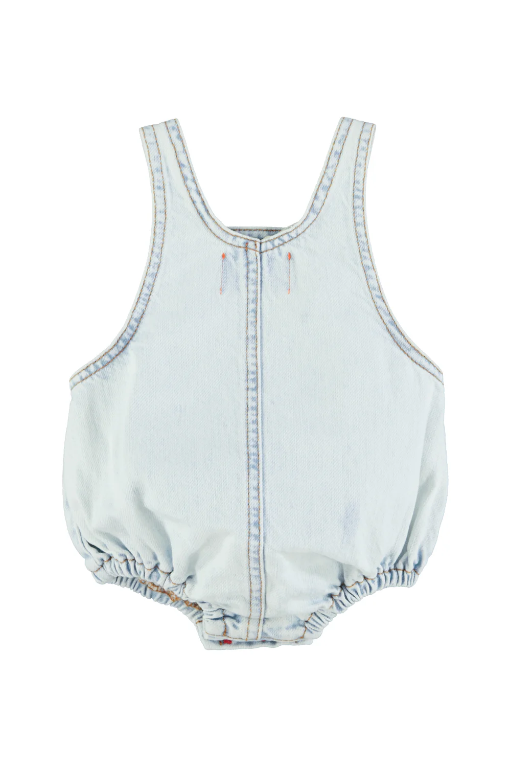 PIUPIUCHICK LIGHT BLUE DENIM STITCHED ROMPER - Image 2