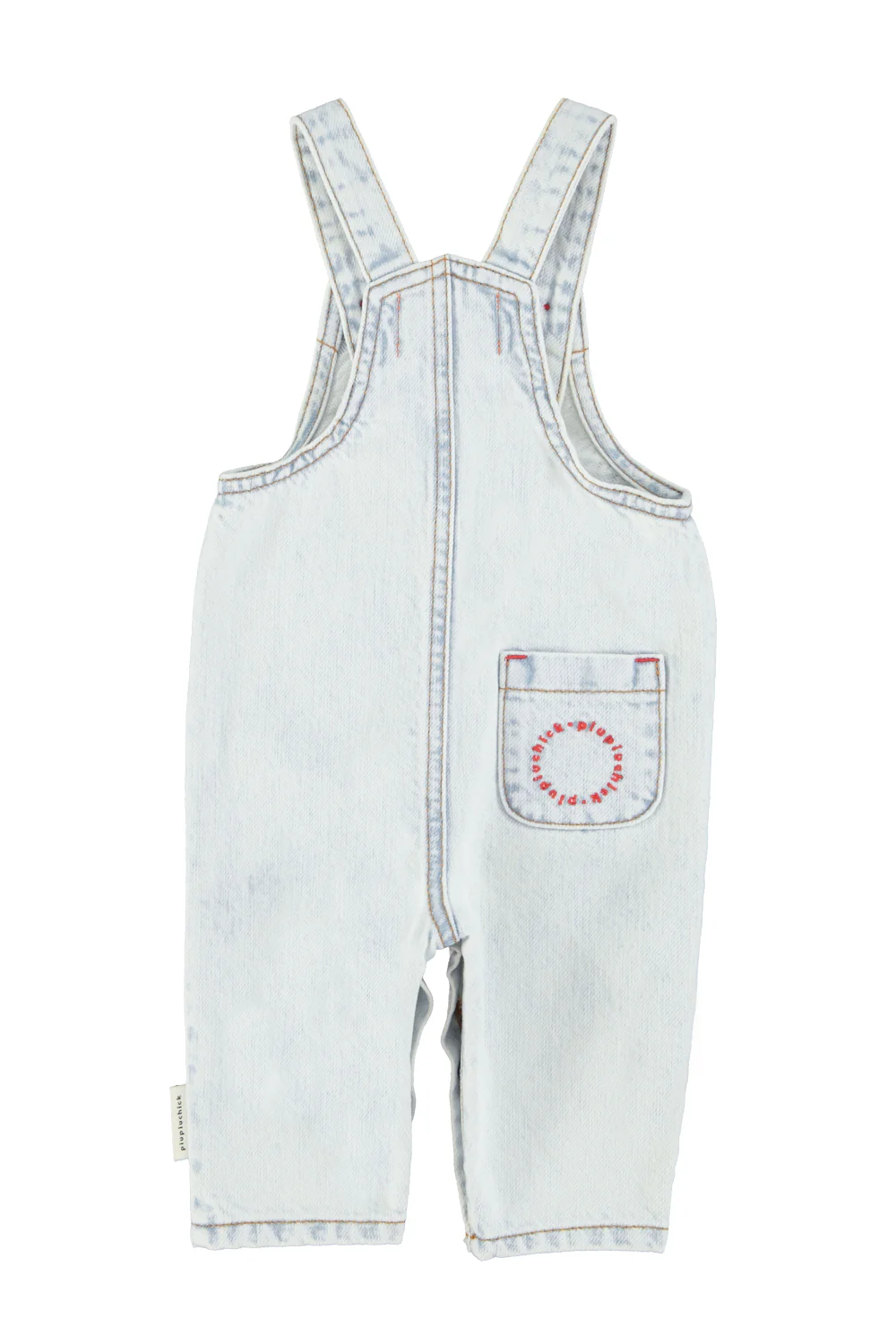 PIUPIUCHICK LIGHT BLUE DENIM WORDED OVERALLS - Image 2