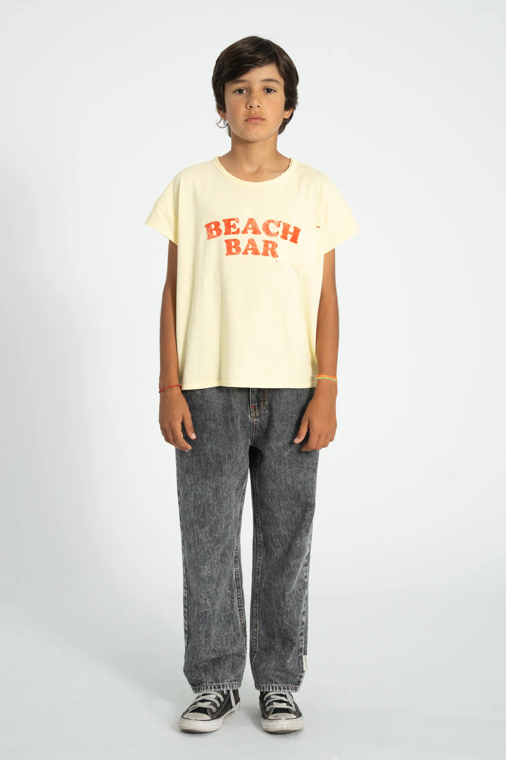 PIUPIUCHICK PALE YELLOW WORDED T-SHIRT - Image 3