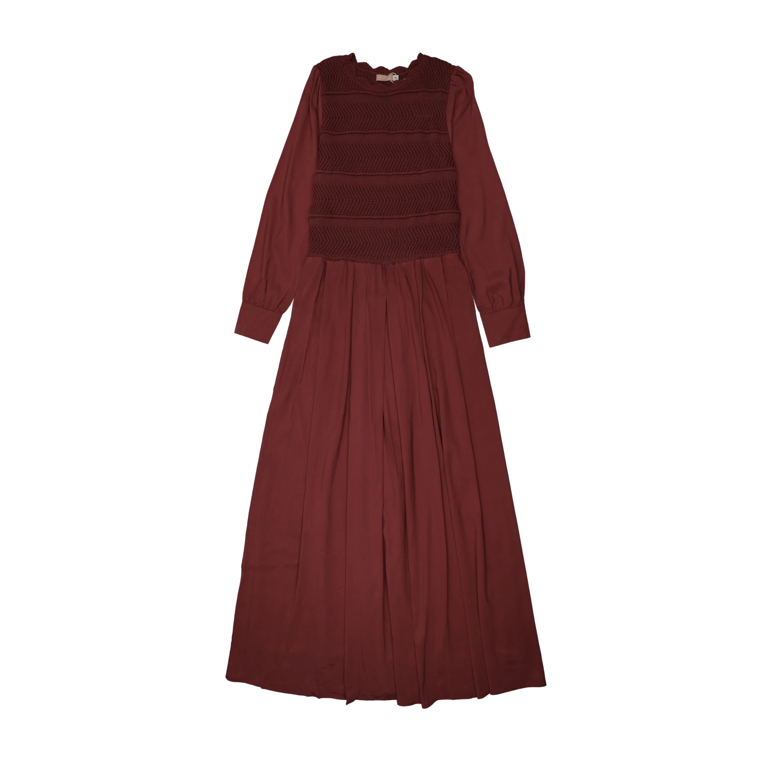 PRAIRIE BURGUNDY KNIT OVERLAY MAXI DRESS [FINAL SALE]