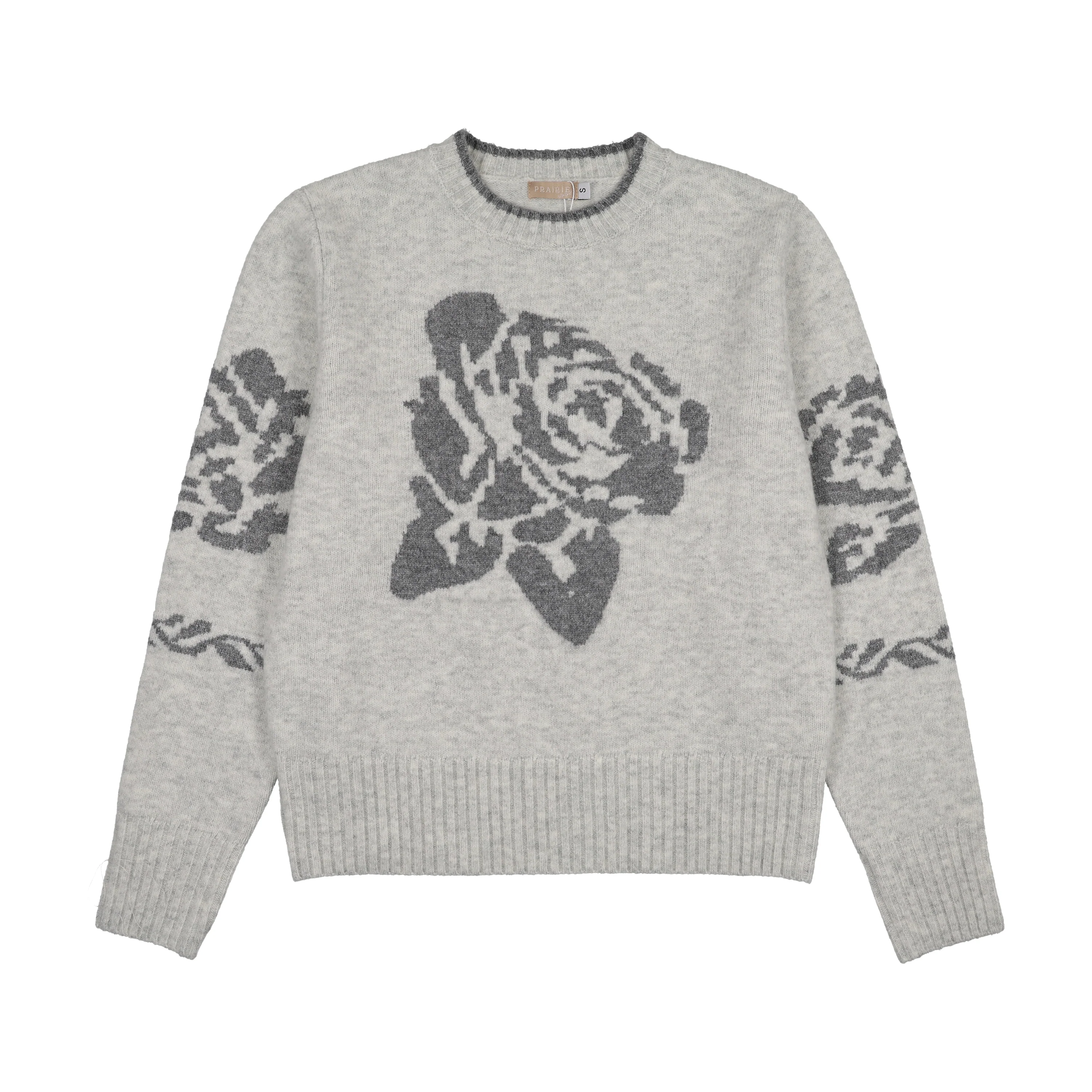 PRAIRIE GREY FLOWER PATCH SWEATER [FINAL SALE]