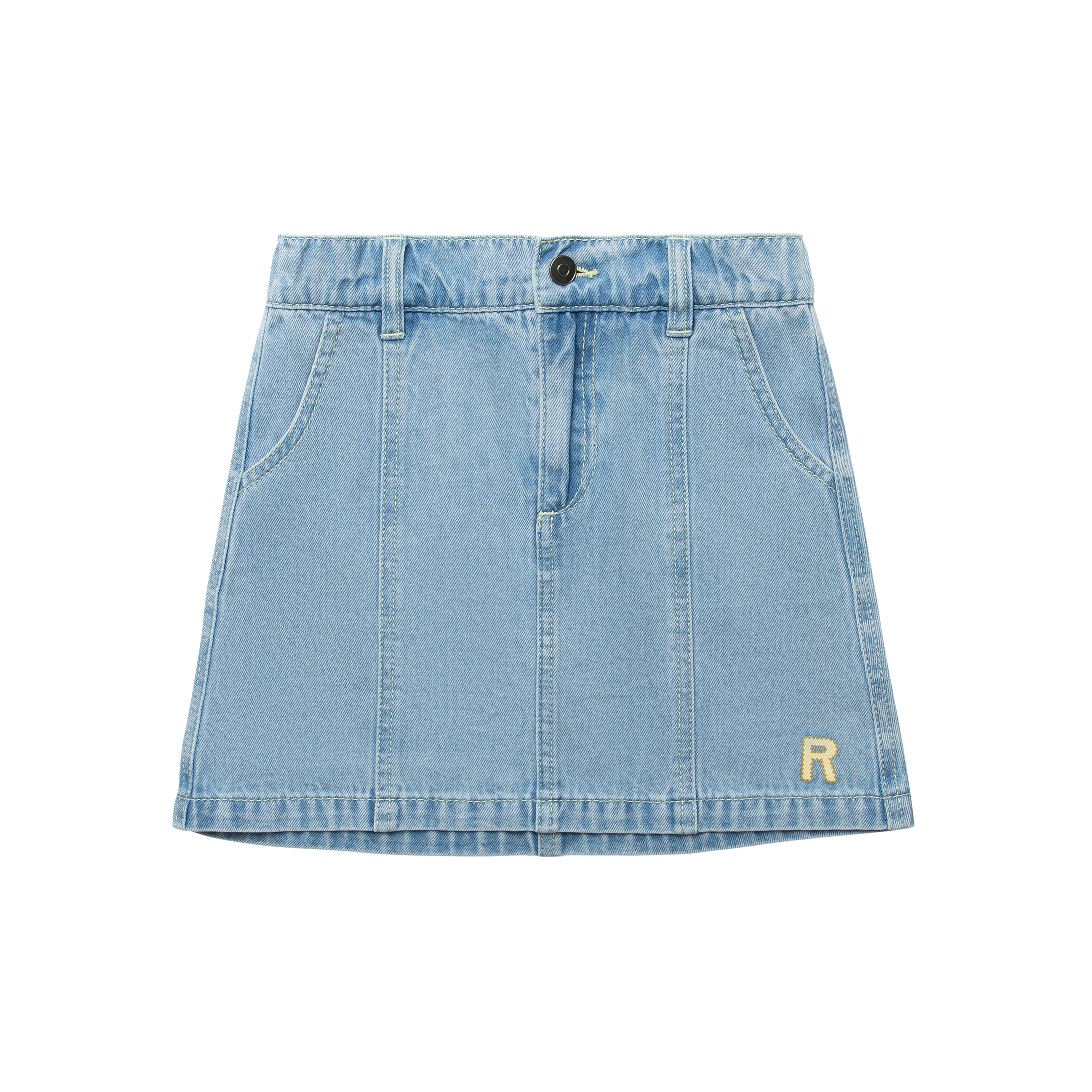 ROOIE AND FRIENDS BLUE DENIM SEAM MIDI SKIRT