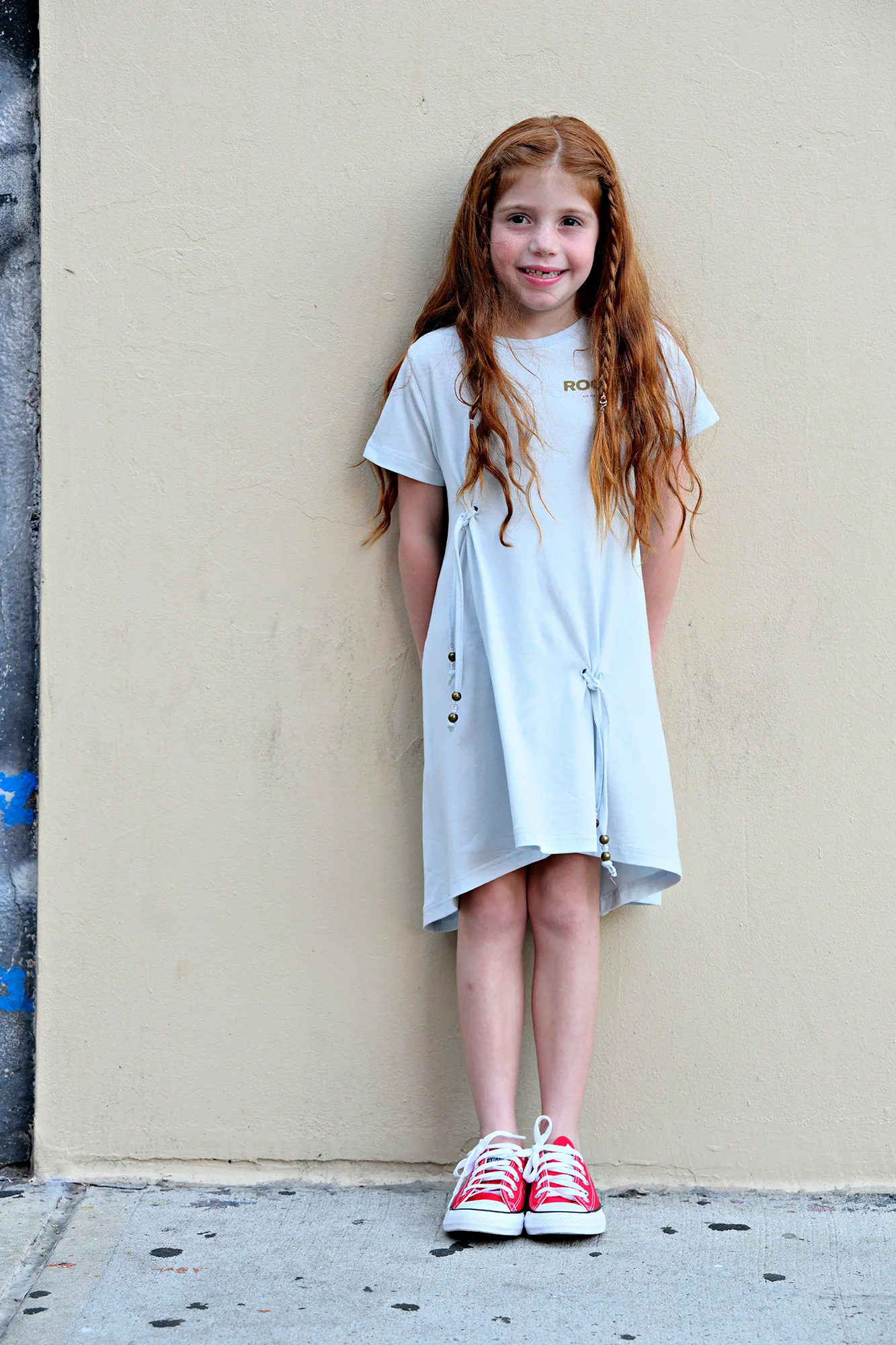 ROOIE AND FRIENDS BLUE GATHERED TIE DRESS - Image 2