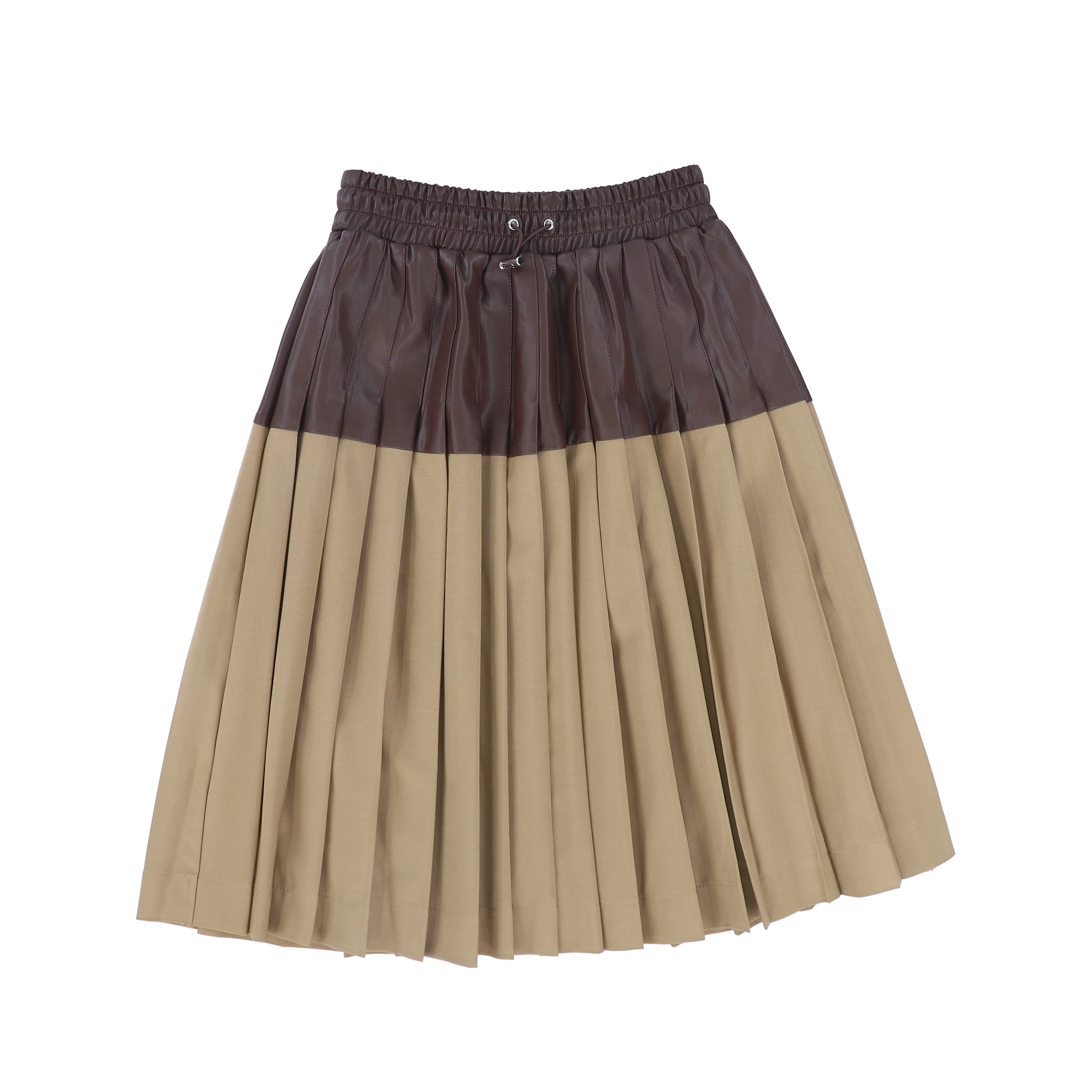 SOIR BROWN TWO TONE PLEATED SKIRT [FINAL SALE]