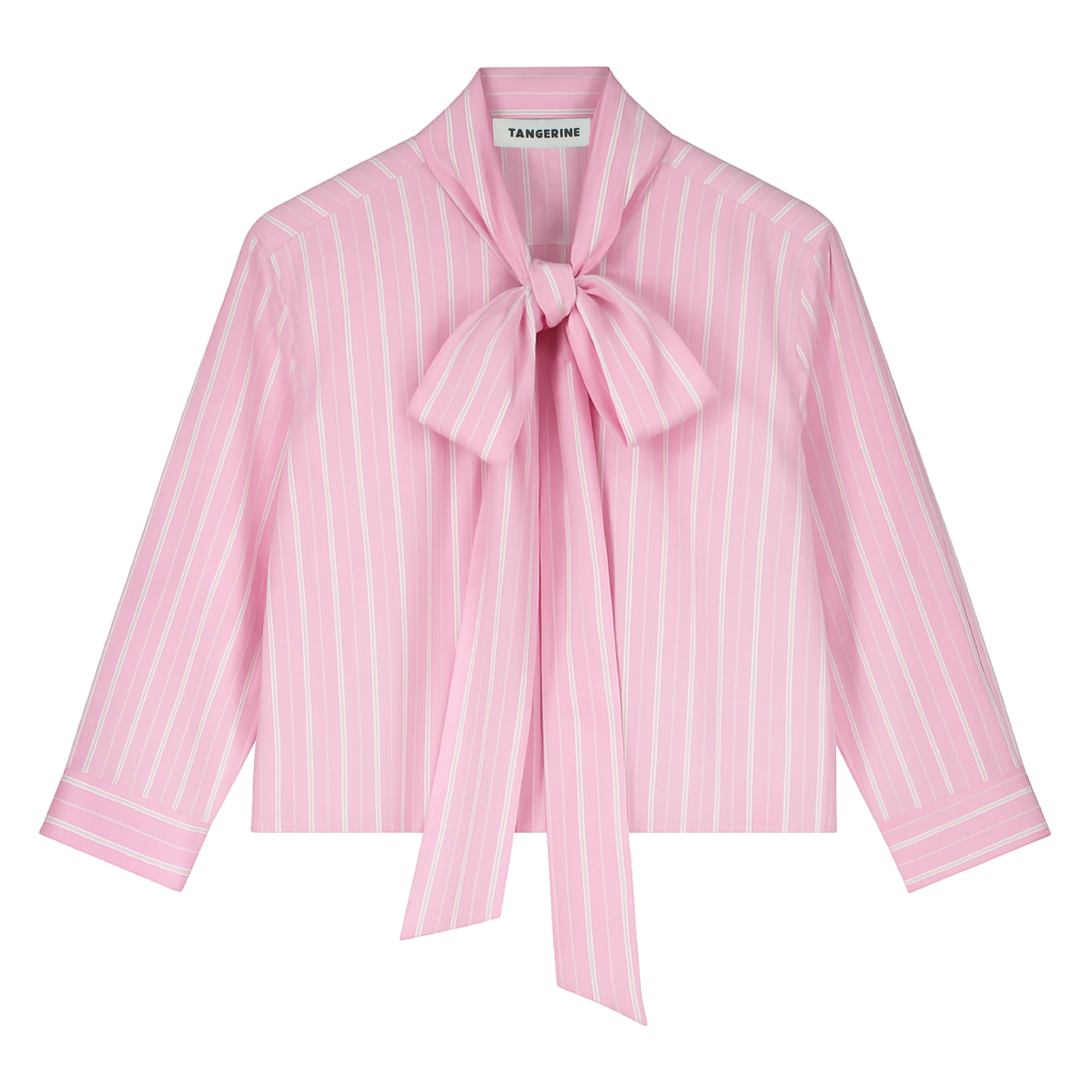 TANGERINE PINK TIE-NECK BLOUSE